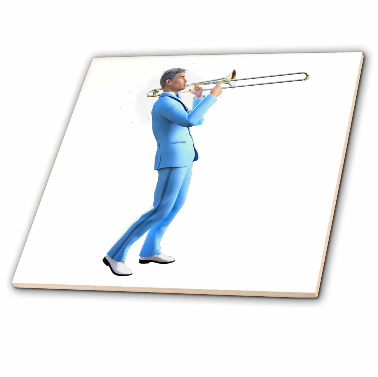 12 Inch Ceramic Tile with Trombone Player Performing Music Design - Perfect for Kitchen Backsplash, Bathroom Wall Decor, and Music Room Accents