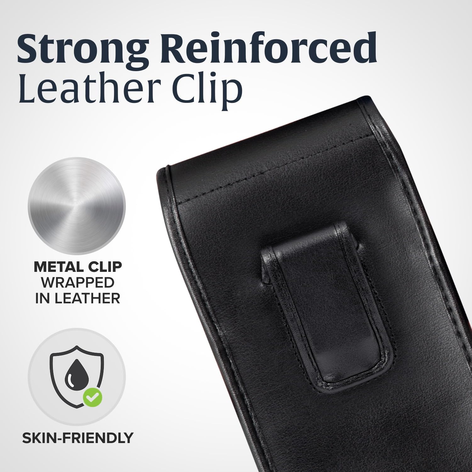 Premium Leather Phone Holster for iPhone 16 Pro 15 Pro 14 Pro 13 Pro - Black Belt Clip Holder for Shockproof Commuter Cases - Durable Leather Phone Pouch with Secure Clip - Perfect for Work, Travel & Outdoor Activities