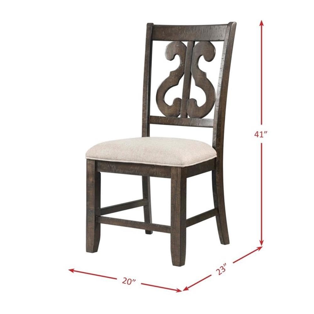 BOWERY HILL Walnut Dining Chairs Set of 2 - Taupe Upholstered Seats for Kitchen, Dining Room & Breakfast Nook - Modern Comfortable Wooden Chairs for Home Decor