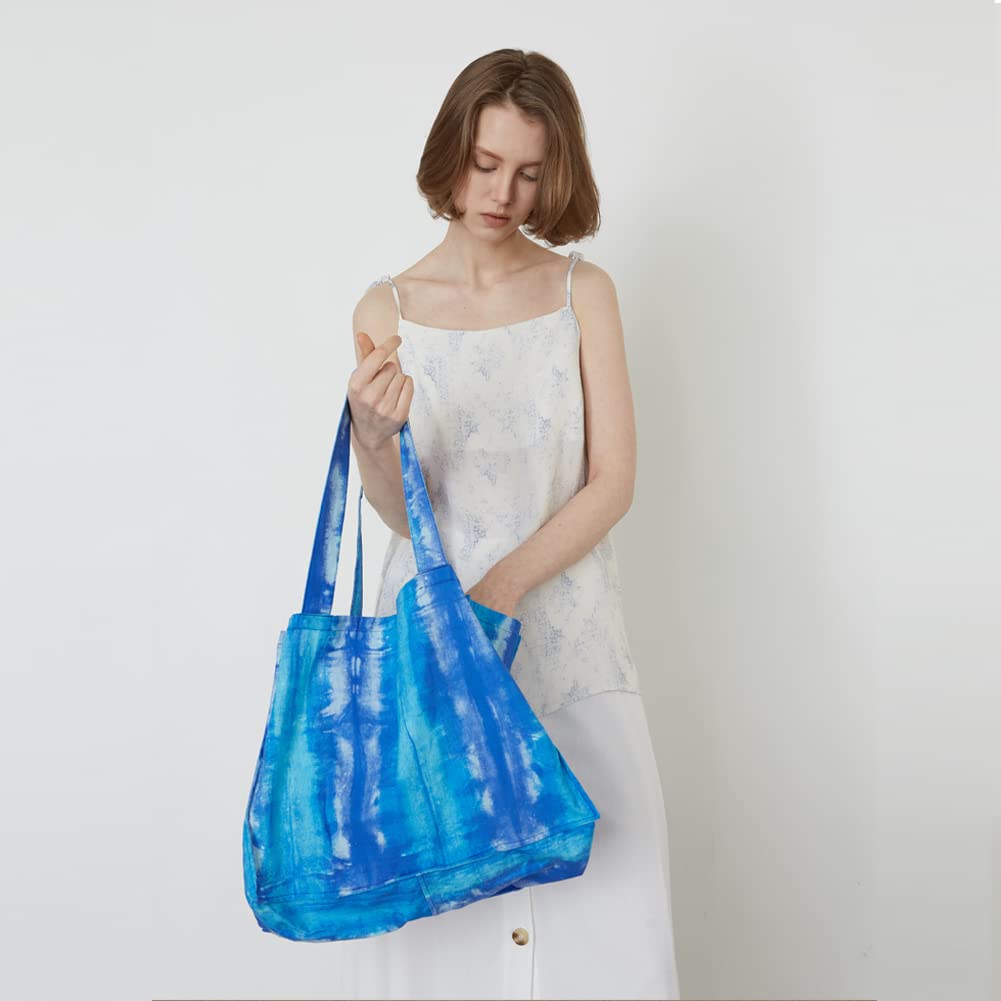 Natural Linen Tote Bag - Handmade Shoulder Bag for Beach & Shopping