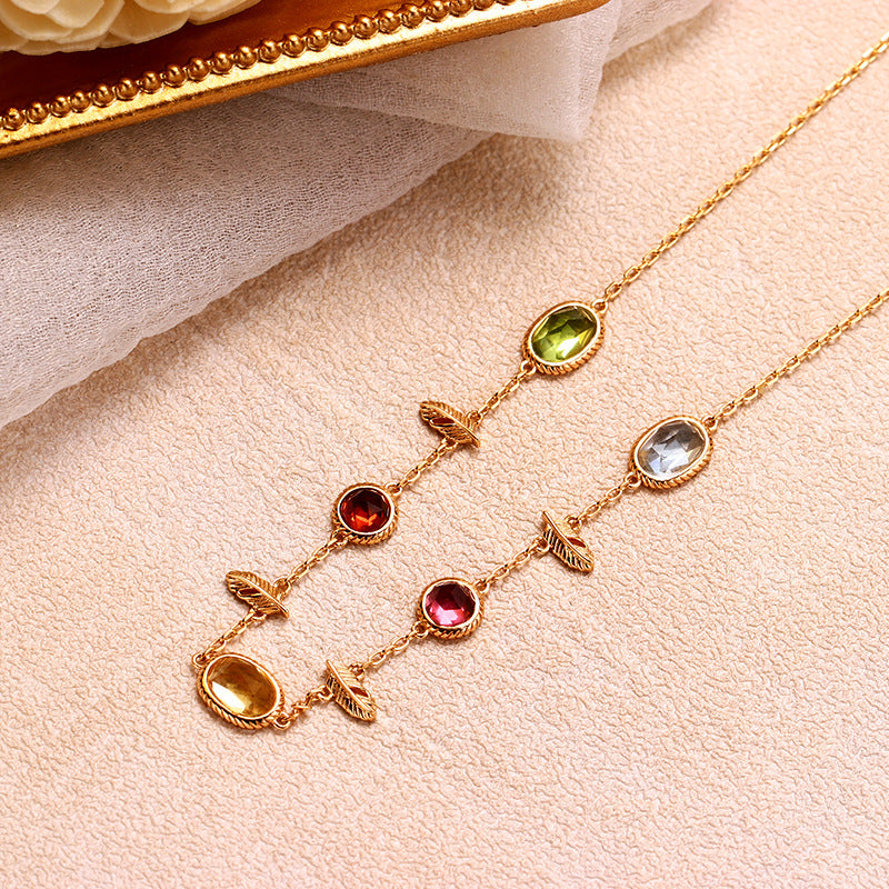 Multi Gemstone Citrine Topaz Charm Necklace with 925 Sterling Silver | TB1512 | Elegant Jewelry Gift for Women, Perfect for Birthday, Anniversary & Special Occasions