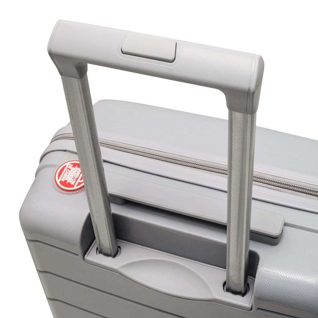 Optimum 3-Piece Hardside Spinner Luggage Set with Wet Pouch - Light Gray Carry-On Suitcase for Travel, Business Trips & Weekend Getaways
