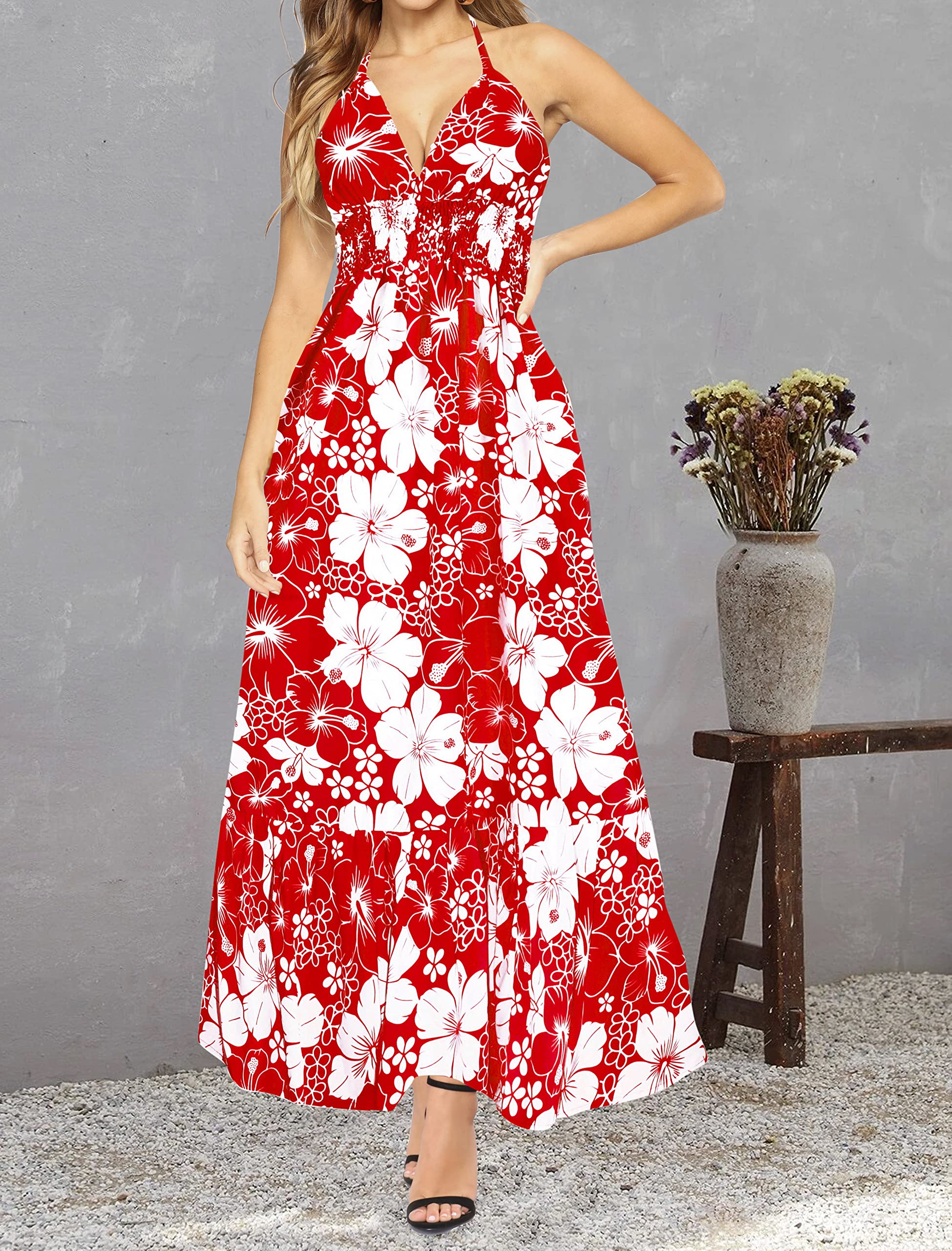 LA LEELA Women's Tube Dress - Sleeveless Bodycon Maxi Dress for Party, Night Out, Club & Beach Wear - Stretchy Sexy Casual Summer Dress