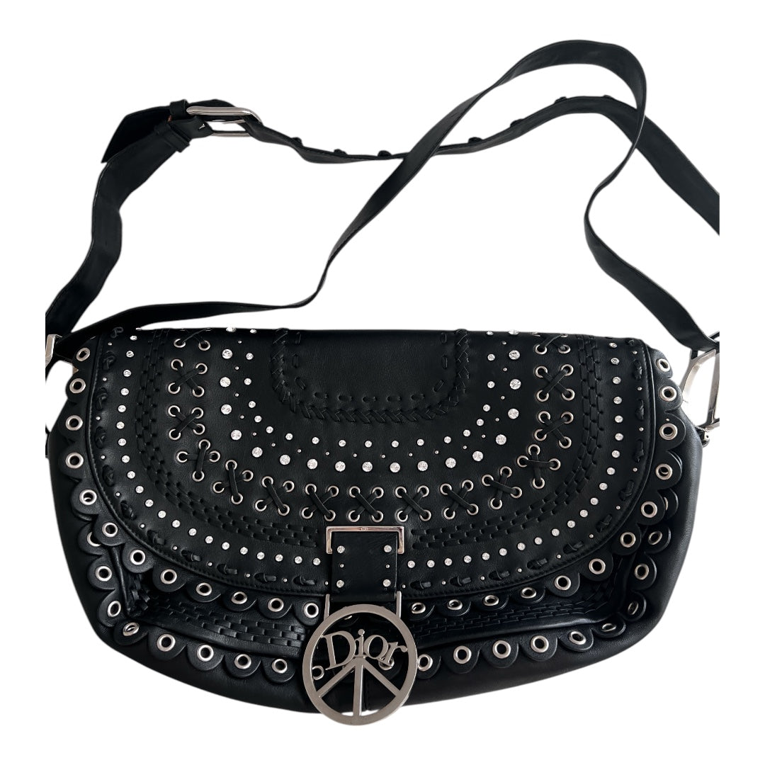 Vintage Dior Love & Peace Limited Edition Leather Shoulder Bag - Luxury Crossbody Purse for Women, Fashionable Handbag for Date Night & Special Occasions