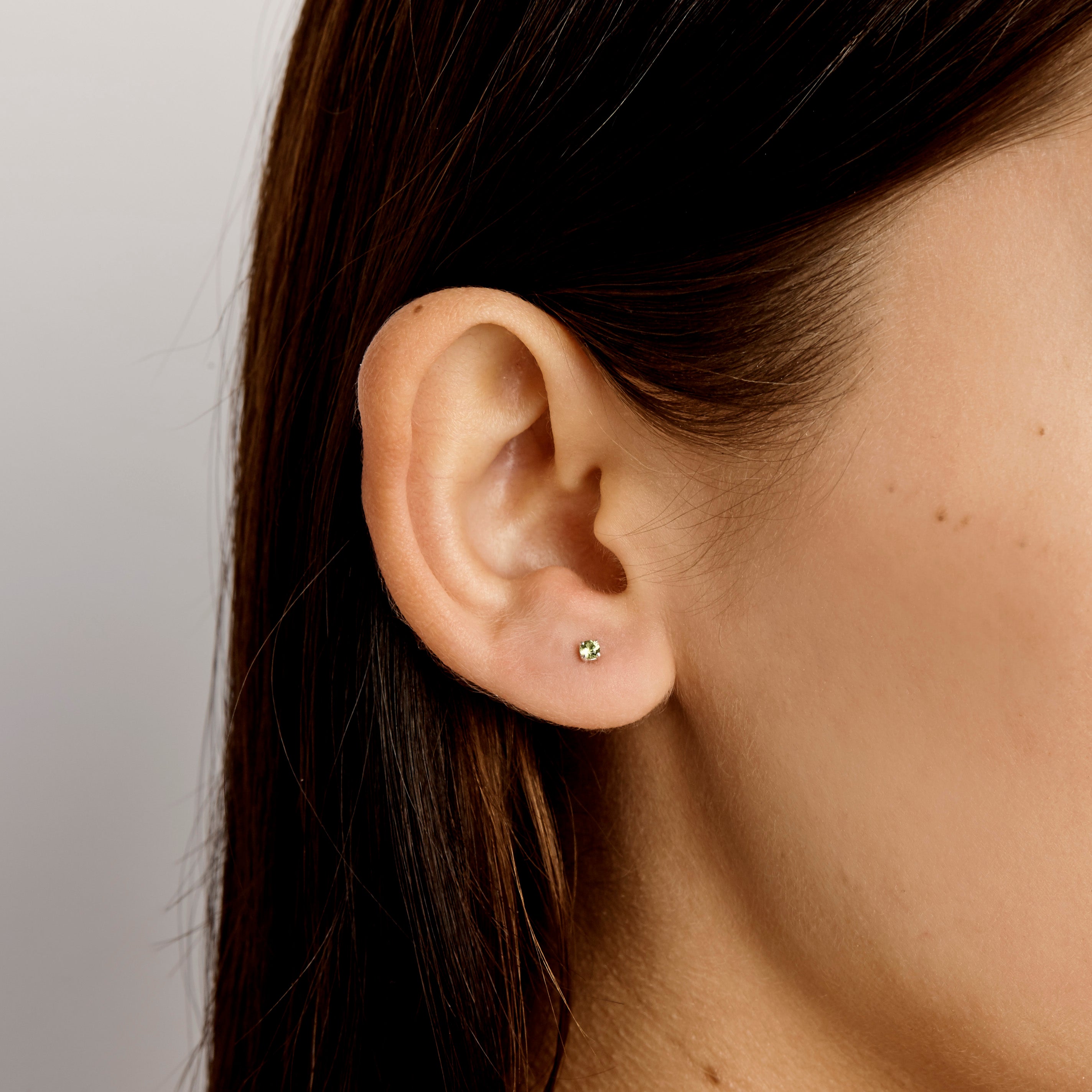 14K Gold Peridot Stud Earrings for Women - Minimalist Green Gemstone Jewelry for Everyday Wear & Special Occasions
