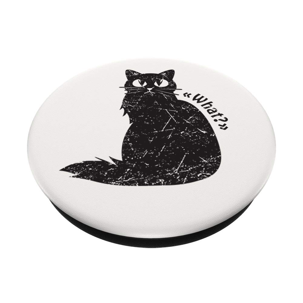 Funny Cat PopSockets Grip & Stand for Phones & Tablets - Cute Kitty Phone Accessory for Cat Lovers - Perfect Gift for Pet Owners (Black) - Use for Secure Grip, Watching Videos & Taking Selfies with Your Feline Friend