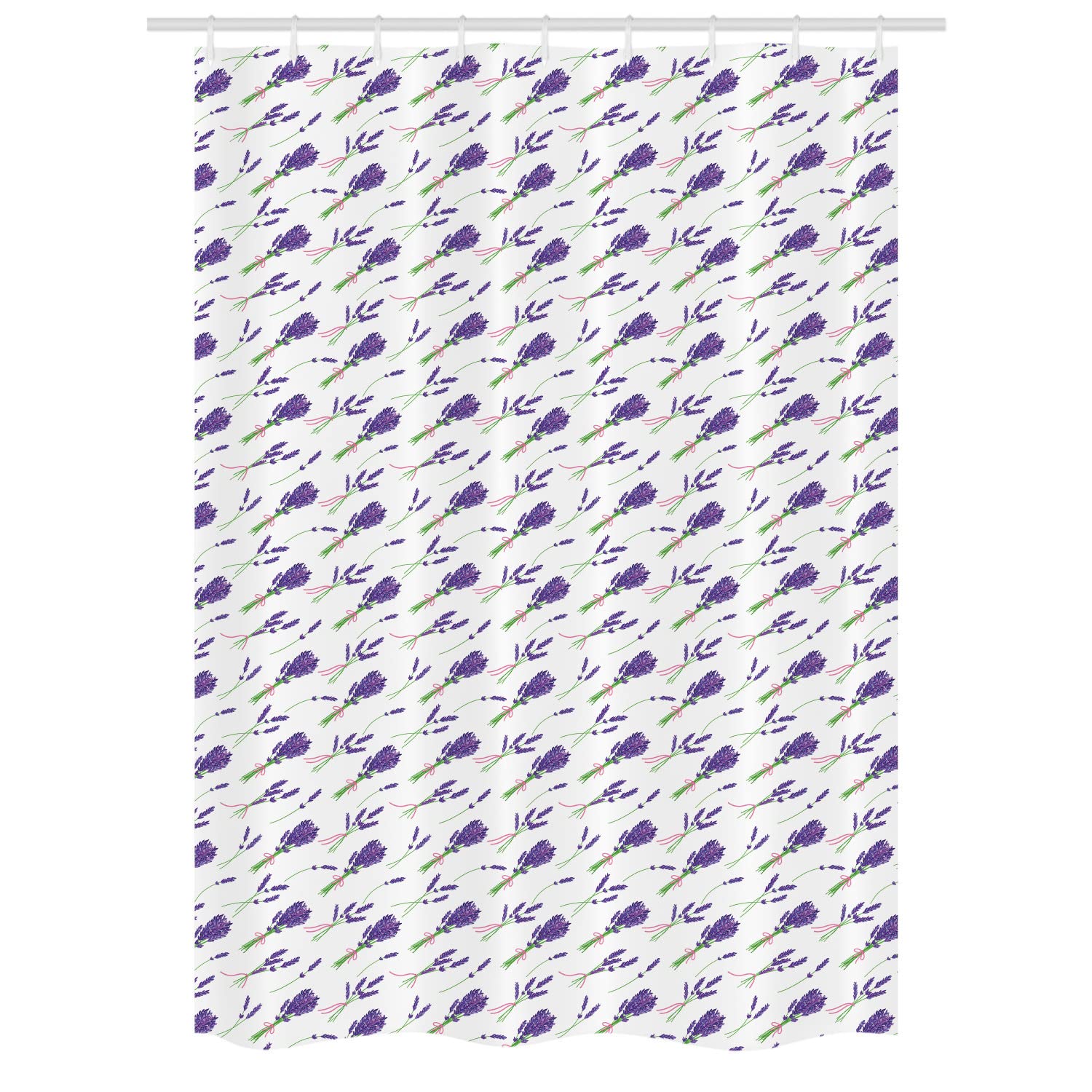 Ambesonne Floral Shower Curtain - Lavender Bouquet Print Bathroom Decor with Hooks, 54x78 Inches, Violet & Fern Green - Perfect for Farmhouse, Vintage, or Boho Style Bathrooms
