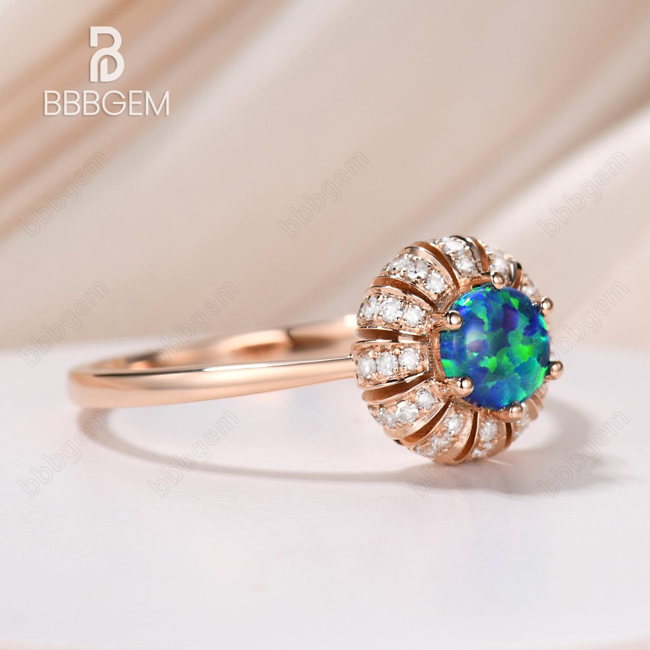 Exquisite Black Opal and Diamond Sunflower Engagement Ring in 14K/18K Gold - Perfect for Romantic Proposals, Anniversaries & Special Occasions