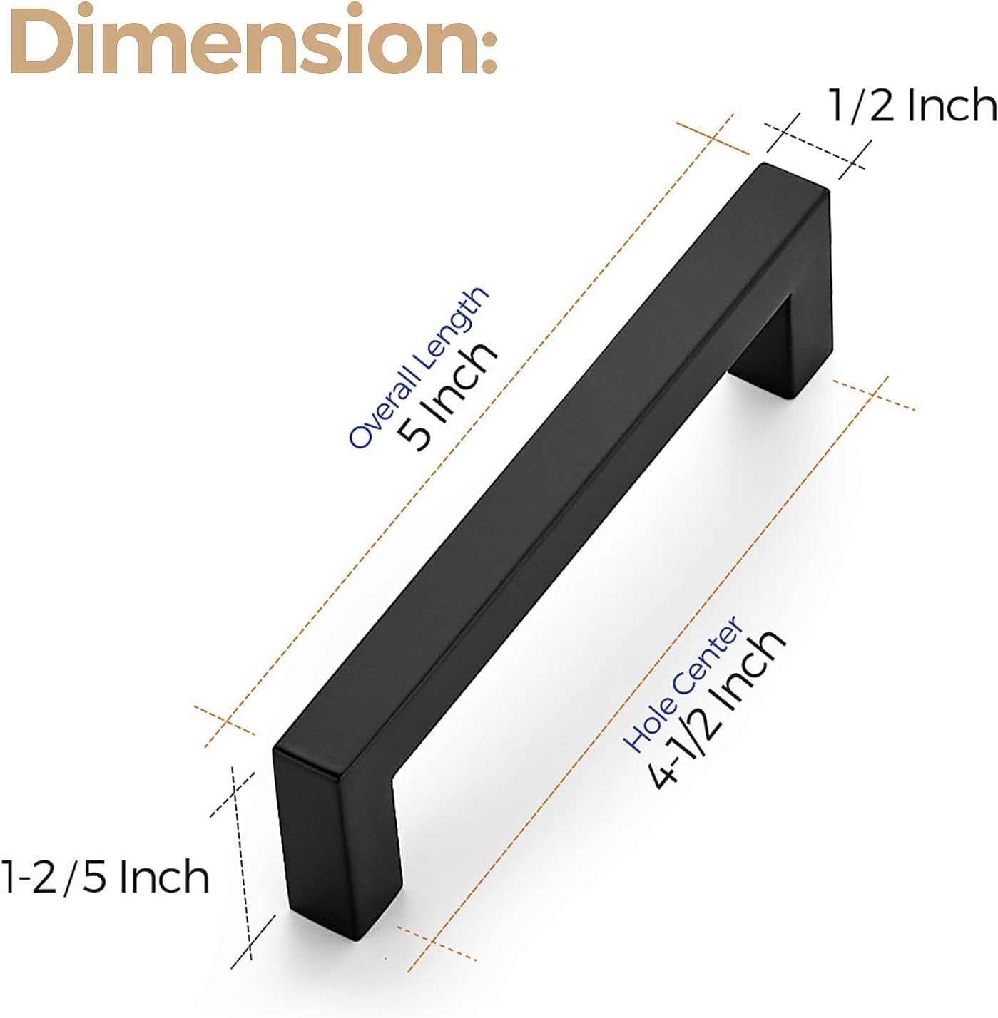 Ravinte 25 Pack 4-1/2 Inch Matte Black Square Cabinet Handles & Drawer Pulls - Durable Kitchen Cabinet Hardware for Home, Office & RV Cabinets - Easy Installation & Modern Upgrade