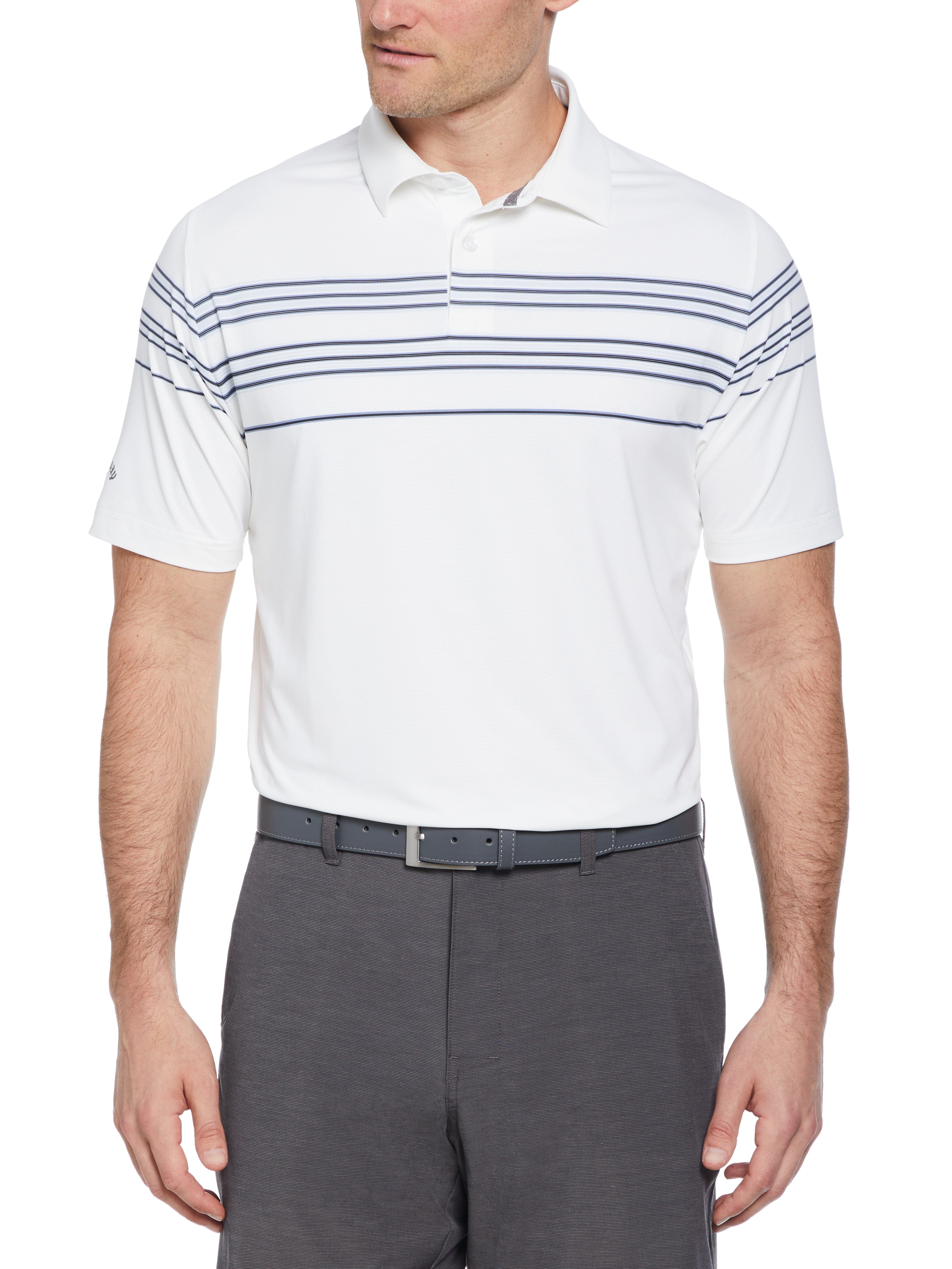 Breathable Men's Stripe Golf Polo Shirt - Moisture-Wicking & UV Protection for Summer Golf & Outdoor Sports