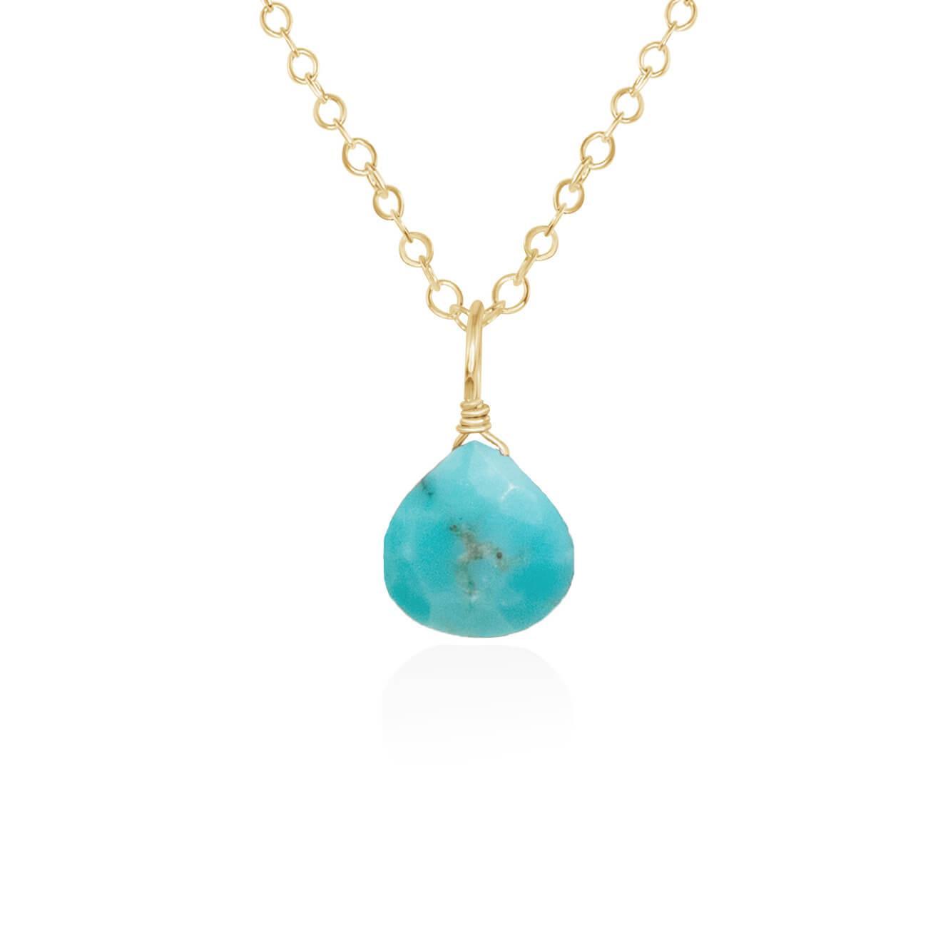 Tiny Turquoise Teardrop Crystal Pendant Necklace - Elegant Dainty Jewelry for Women, Perfect for Everyday Wear, Parties & Gifts