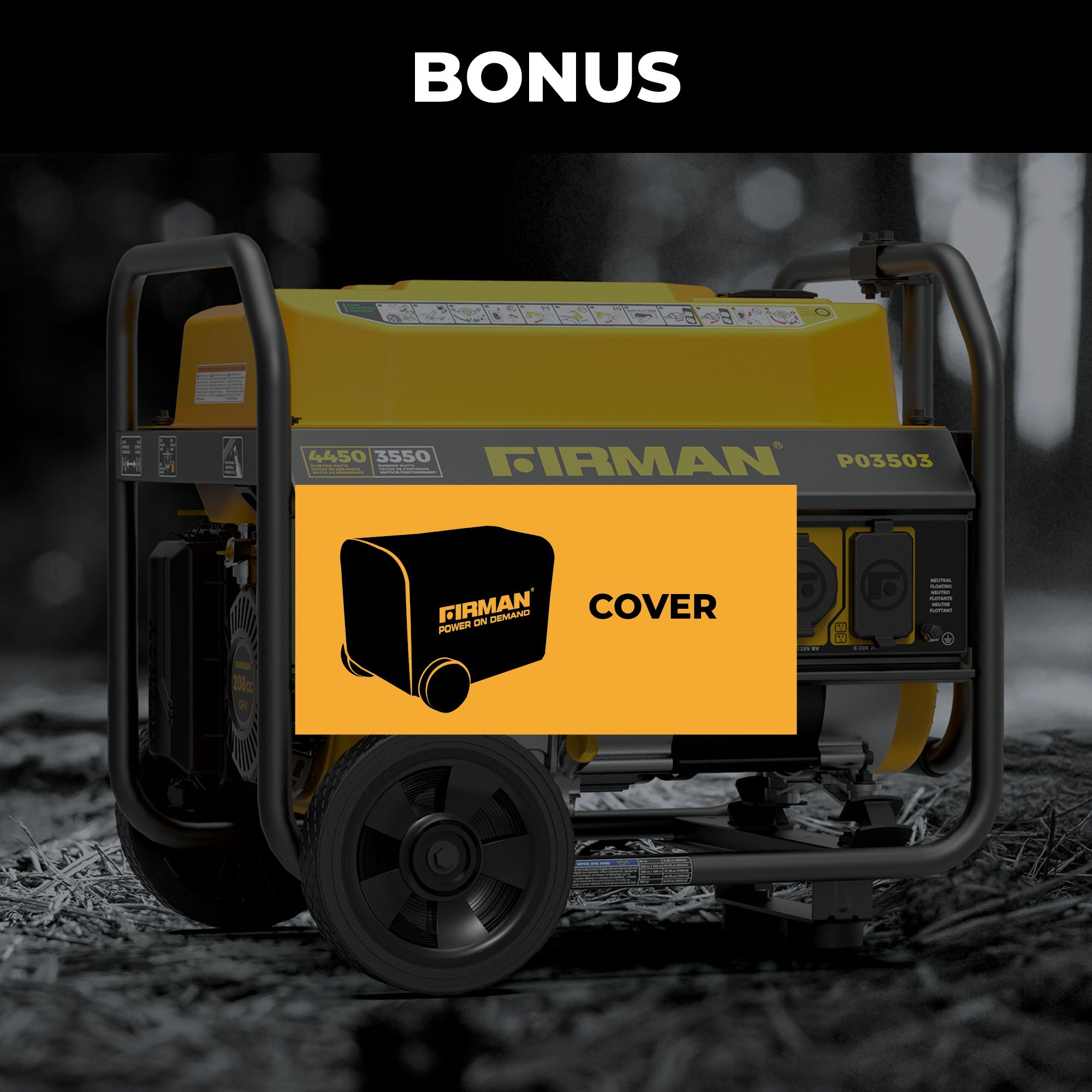 4450W Portable Gas Generator with Recoil Start & CO Alert - 120V Power for Camping, Emergencies & Outdoor Activities