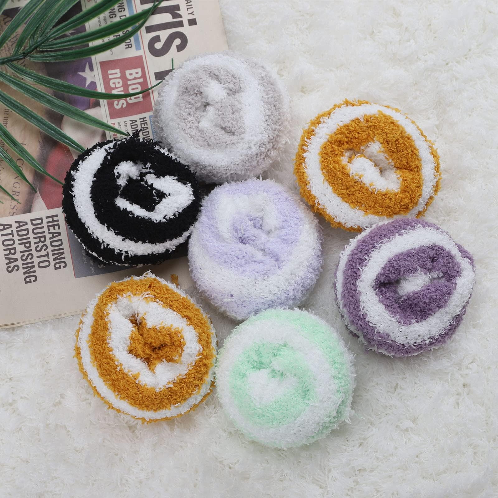 Women's Fuzzy Socks - 6 Pairs Ultra Soft Microfiber Cozy Warm Winter Slipper Socks for Sleeping, Indoor & Home - Fluffy Cabin Plush Stocking Stuffers for Christmas Gifts & Relaxation
