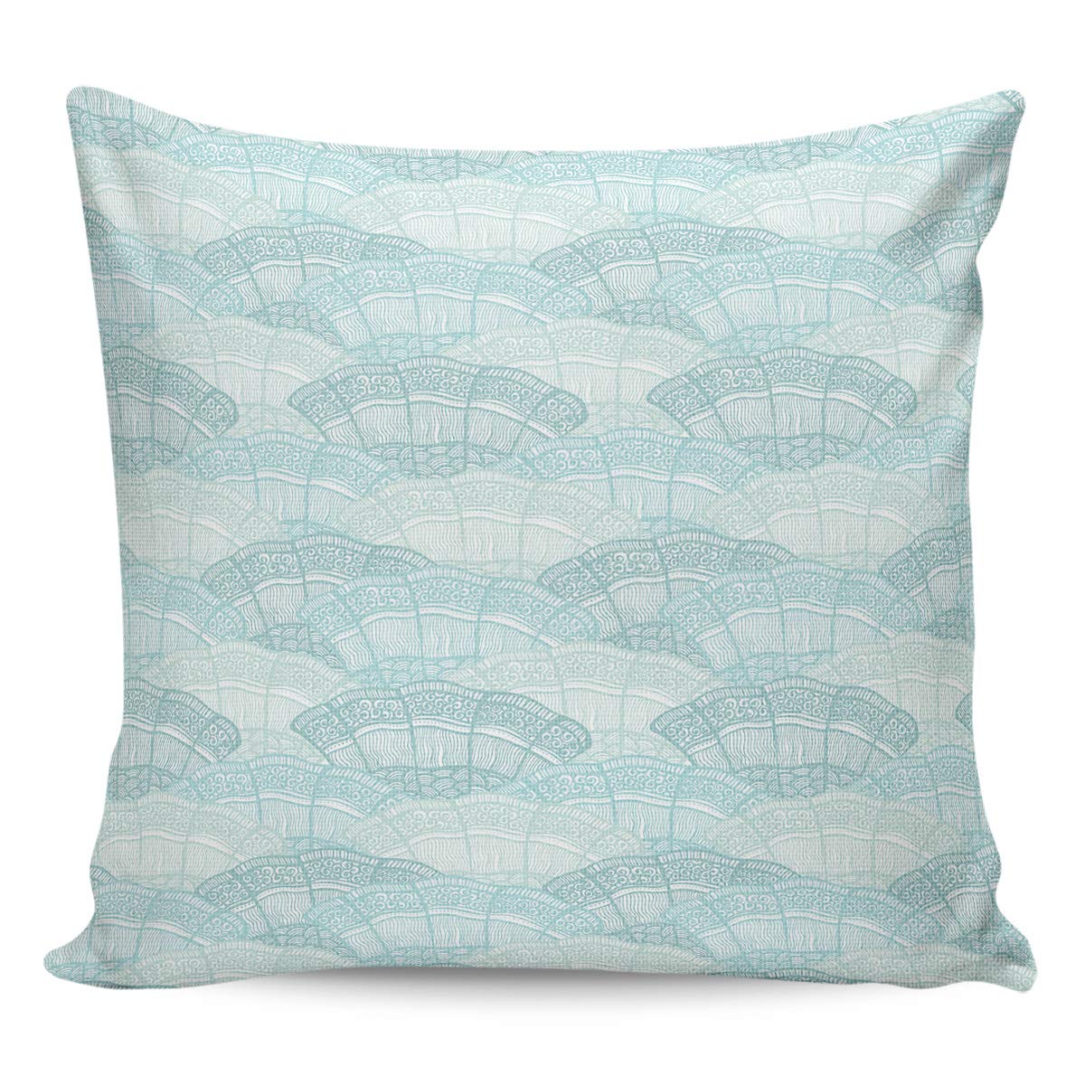 DaringOne Modern Square Cotton Linen Pillow Covers 16x16 Inch - Bohemian Water Ripple Abstract Art Throw Pillow Cases for Sofa, Couch, Bedroom & Car Decor - Teal Blue Ethnic Design Home Accents | Perfect for Living Room, Nursery & Office Decor