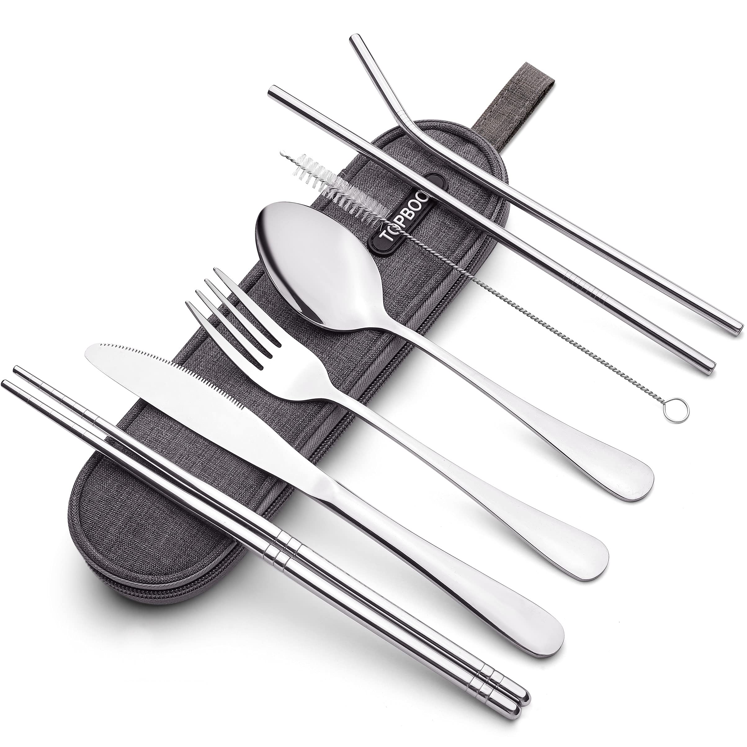 Portable Stainless Steel Travel Cutlery Set - Camping, Picnic & Outdoor Utensils with Waterproof Case (Silver) | Compact Flatware for Hiking, Backpacking & On-the-Go Dining