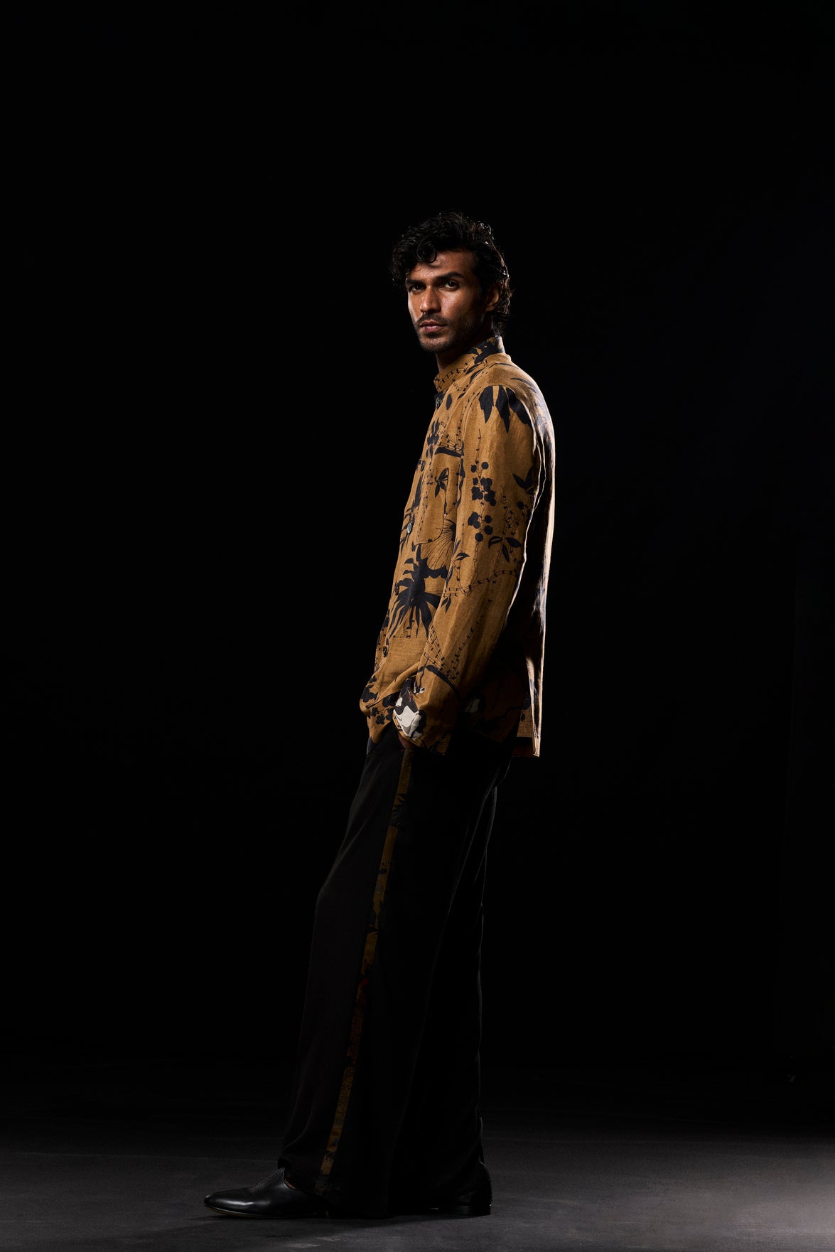 Elegant Bandhgala Jacket in Satin Linen - Beige Rainforest Color | Perfect for Weddings, Parties & Formal Events