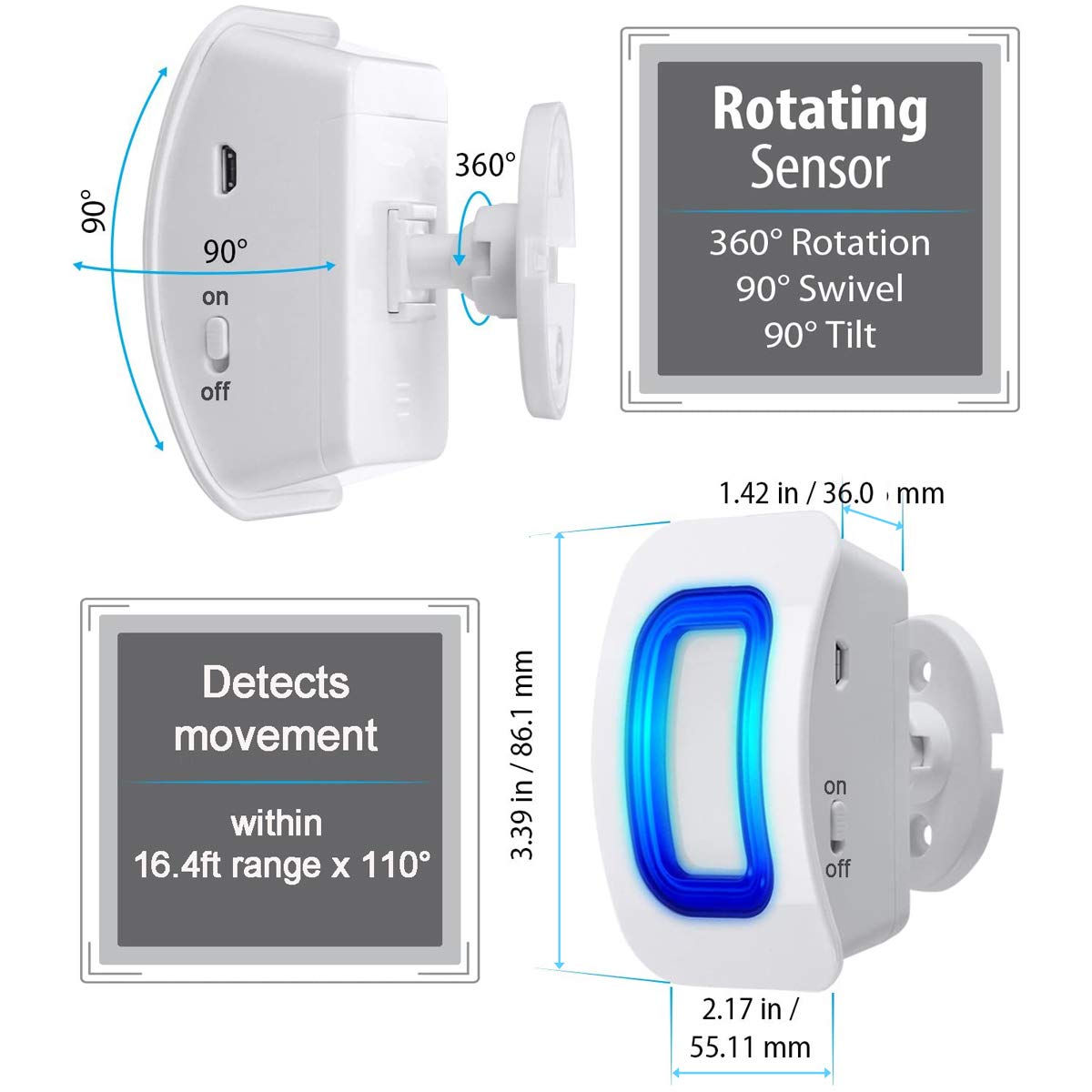 Wireless Motion Sensor Alarm - Add-on Motion Detector for Home Security (No Receiver Included) | Ideal for Indoor/Outdoor Surveillance, Garage, Shed & Entryway Protection