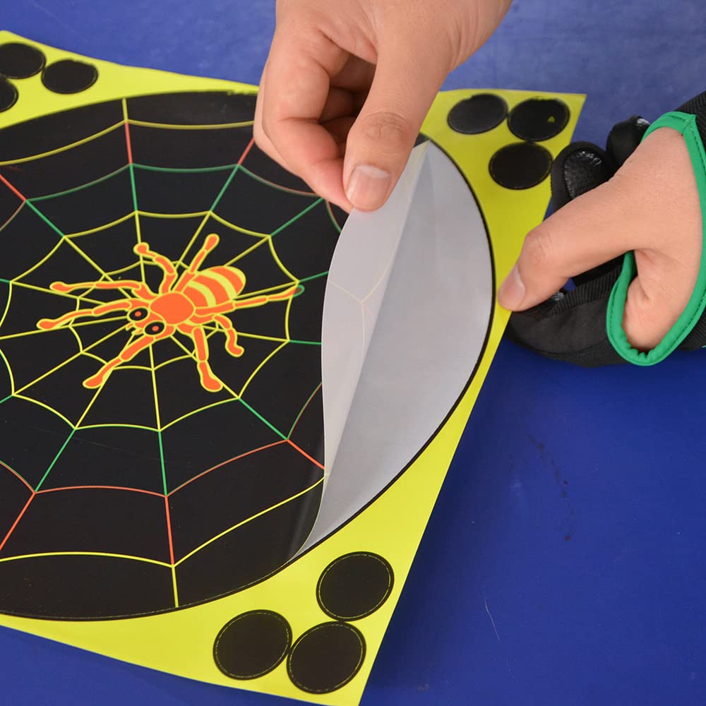 8/12 Inch Self-Adhesive Shooting Targets - Splatter Reactive Paper Targets with Cover-up Patches for BB Gun, Rifle, Air Rifle, Airsoft, Pistol & Pellet Gun (10 Pack) - Perfect for Target Practice, Gun Training & Outdoor Shooting Range Activities