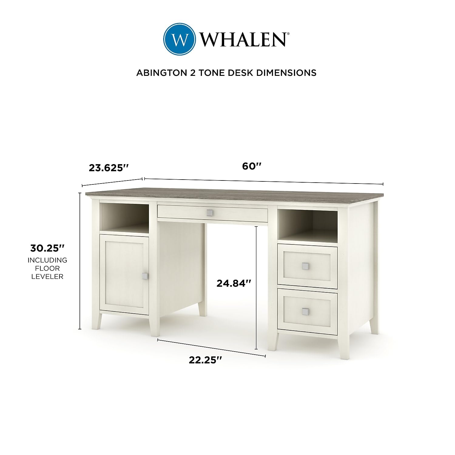 Whalen Abington 60-Inch White Computer Desk with Keyboard Tray - Modern Home Office Desk for Work & Study (SPUS-ABTD) - Perfect for Small Spaces & Remote Work