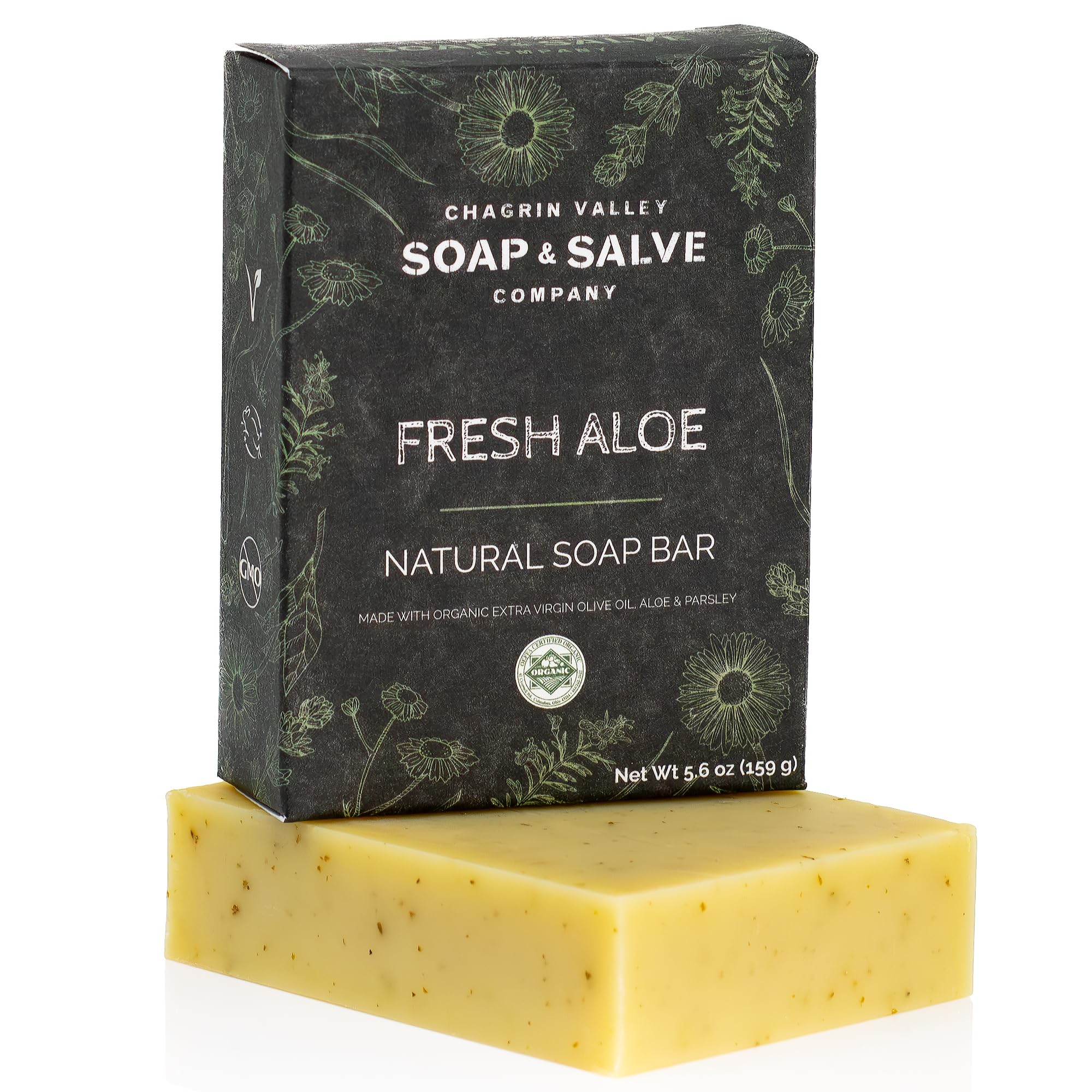 Organic Natural Soap Bar with Fresh Aloe by Chagrin Valley Soap & Salve - Moisturizing, Vegan & Chemical-Free for Sensitive Skin - Perfect for Daily Face & Body Cleansing, Gift Sets & Spa Days