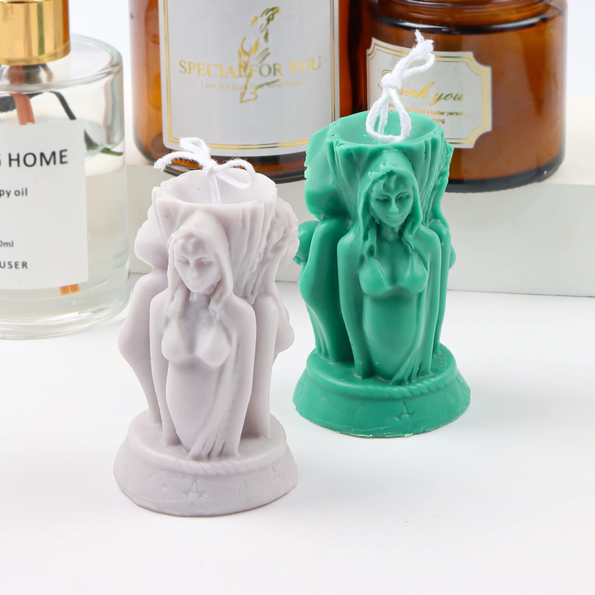3D Three-Faced Goddess Silicone Candle Molds Set - DIY Ancient Goddess Candle Making Kit for Resin, Soap Casting & 3D Sculpture - Perfect for Home Decor, Gifts & Spiritual Altar Decorations
