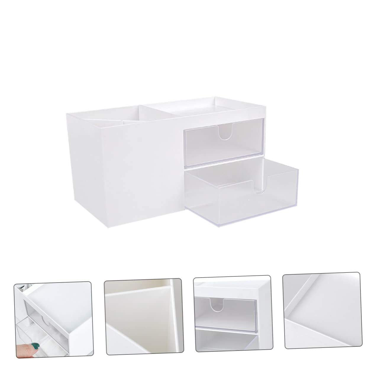 Levemolo Makeup Organizer with Drawers - 3-Tier Cosmetic Storage Box with Multiple Grids, Practical Vanity Organizer for Bathroom, Bedroom & Travel
