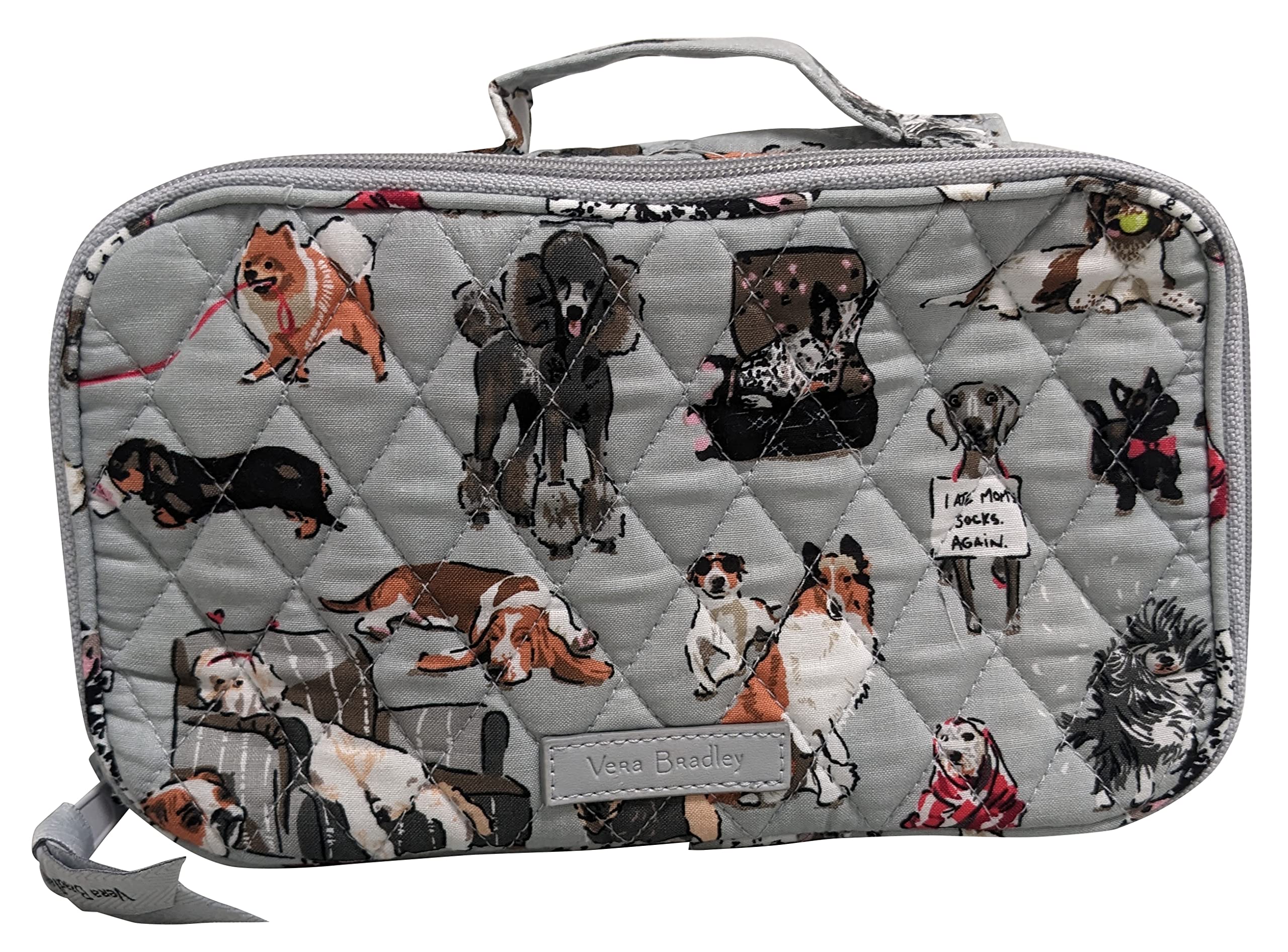 Vera Bradley Medium Iconic Blush & Brush Makeup Case (Dog Show Print) - Stylish Cosmetic Organizer for Travel, Gym & Everyday Use