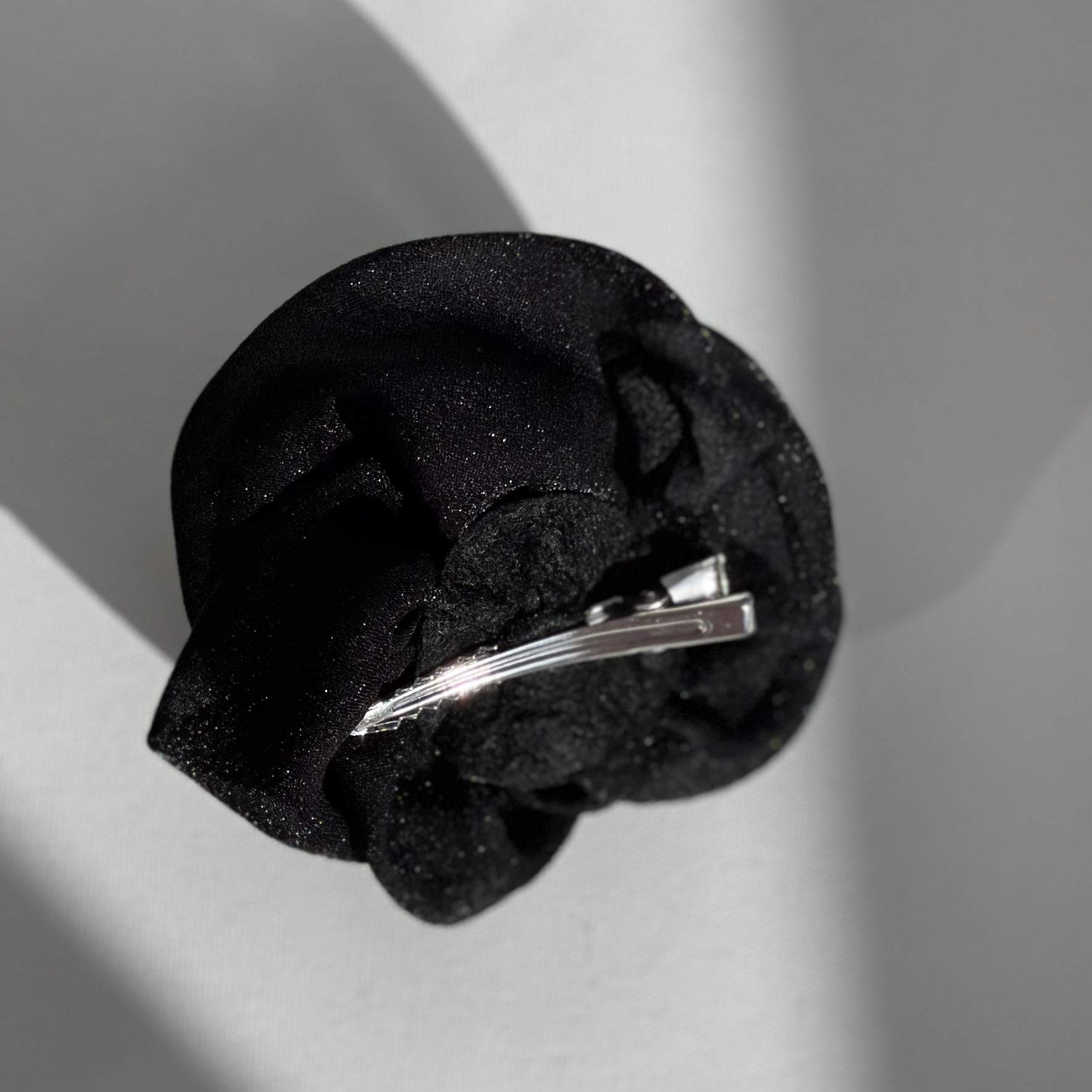 Sparkling Rose Shaped Bow Barrette Hair Clip - Elegant Black Hair Accessory for Women & Girls | Perfect for Weddings, Parties & Everyday Wear