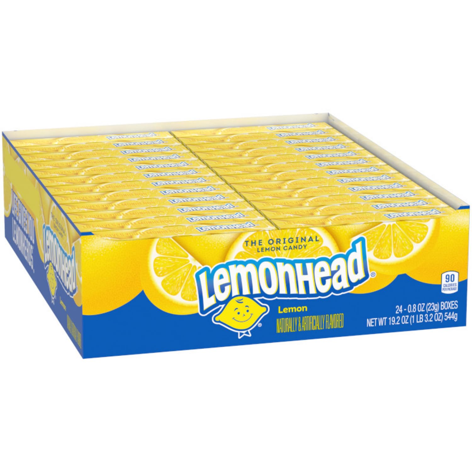 Lemonhead Hard Lemon Candy - 0.8 Ounce Boxes (Pack of 24) | Tart & Tangy Lemon Flavored Candy for Parties, Movie Nights & Office Snacks