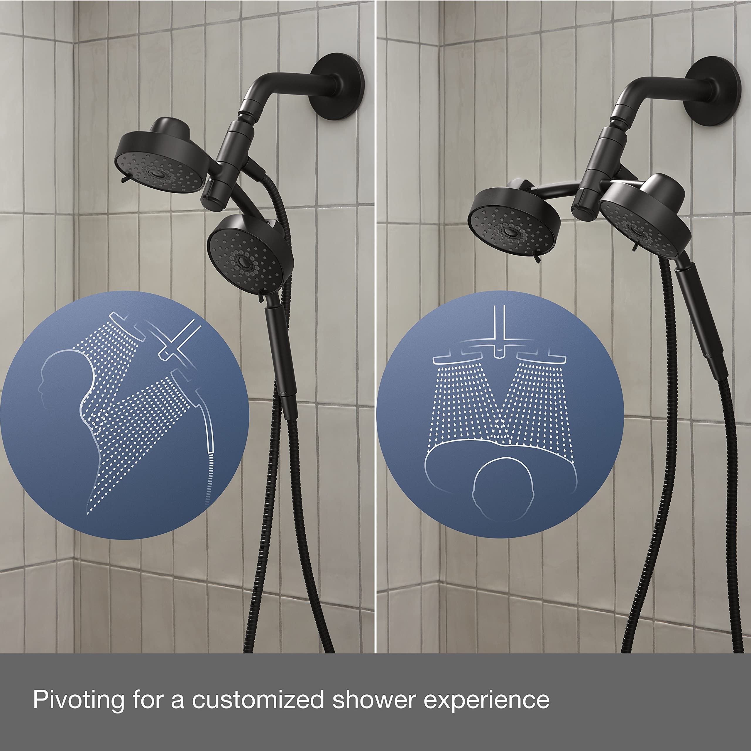 KOHLER 23219-2MB Purist 2-in-1 Multi Function Shower Kit with Adjustable Showerhead & Handheld Shower, Rotating Rail, Vibrant Brushed Moderne Brass, 2.5 GPM - Perfect for Modern Bathroom Renovation and Spa-Like Shower Experience