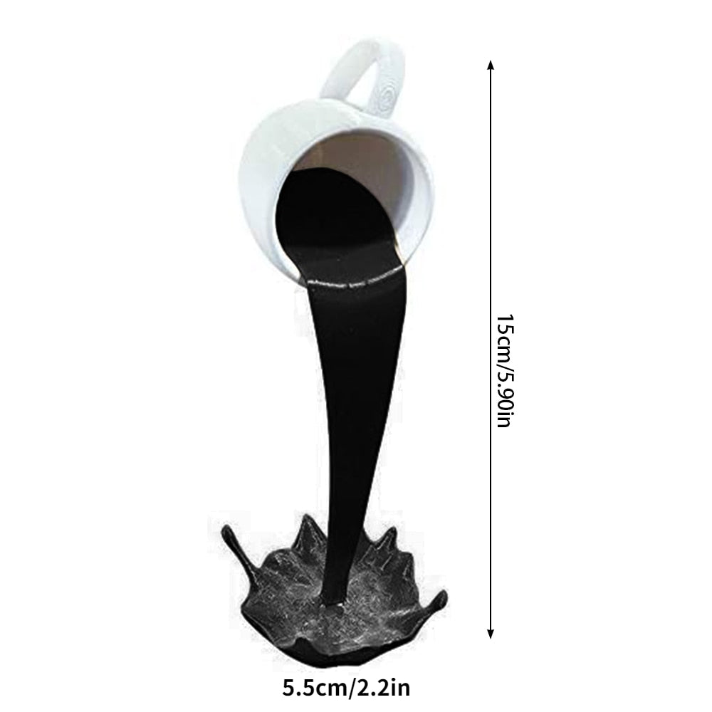 Floating Coffee Cup Art Sculpture - Unique Home & Office Decor for Coffee Lovers | Perfect Gift Idea for Baristas & Coffee Enthusiasts | Modern Desktop Decoration for Living Room, Kitchen & Workspace