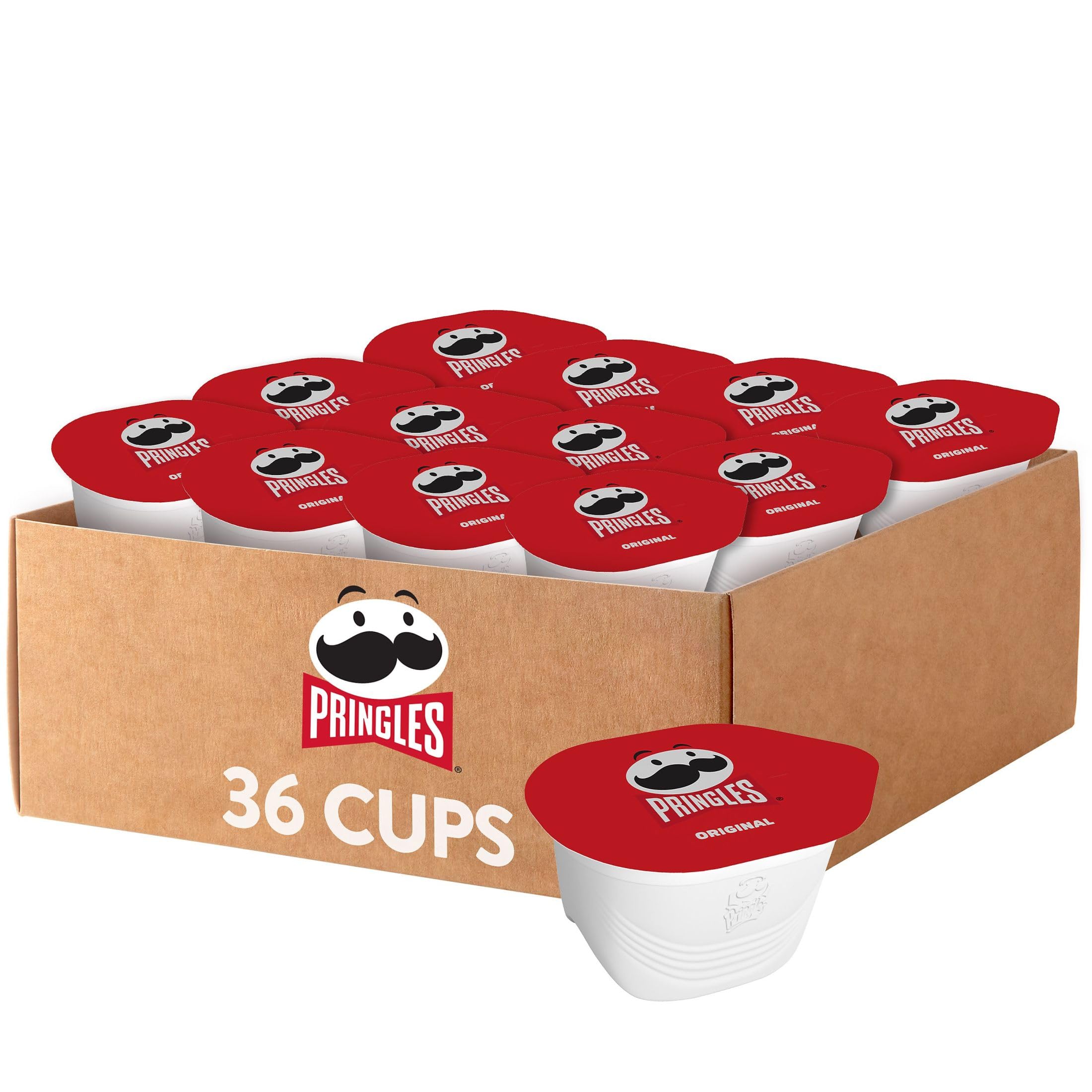 Pringles Original Potato Crisps Chips - 36 Cups, Lunch & On-the-Go Snacks for Office, School, Travel & Parties | Crunchy & Delicious Snack Food