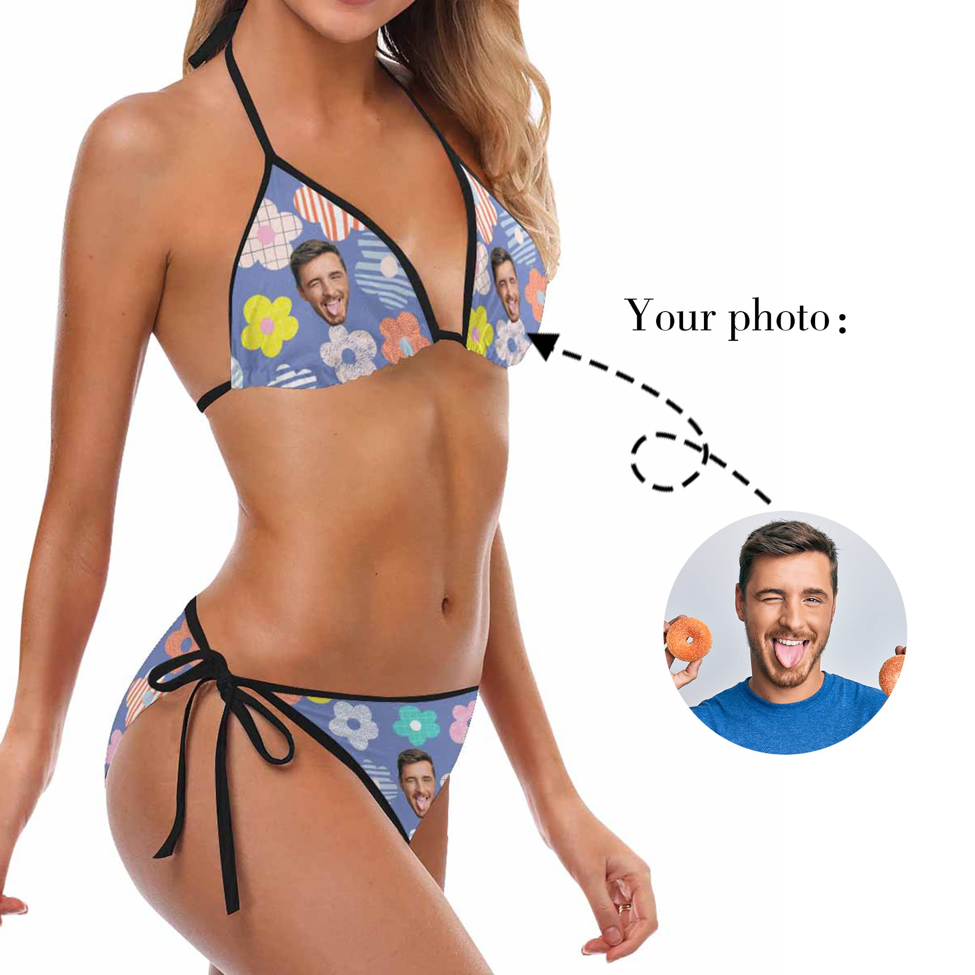 Custom Printed Men's Faces Two-Piece Bikini Set for Women - Funny Couple Swimwear for Beach Vacation, Pool Party & Summer Surfing