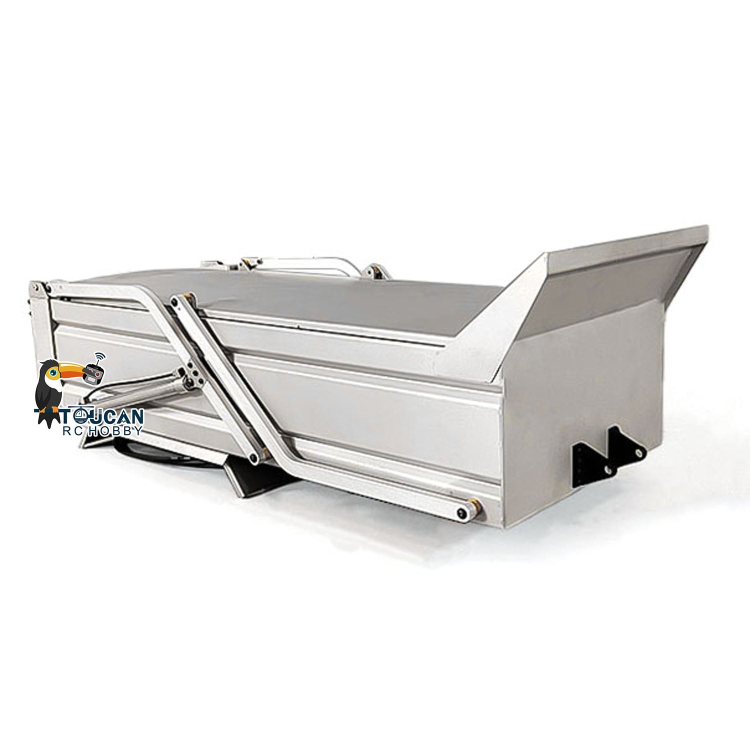 1/14 Scale Metal U-Shaped Bucket with Cover for 8x8 RC Hydraulic Dump Truck - Perfect for Remote Control Construction Vehicle Play & Display
