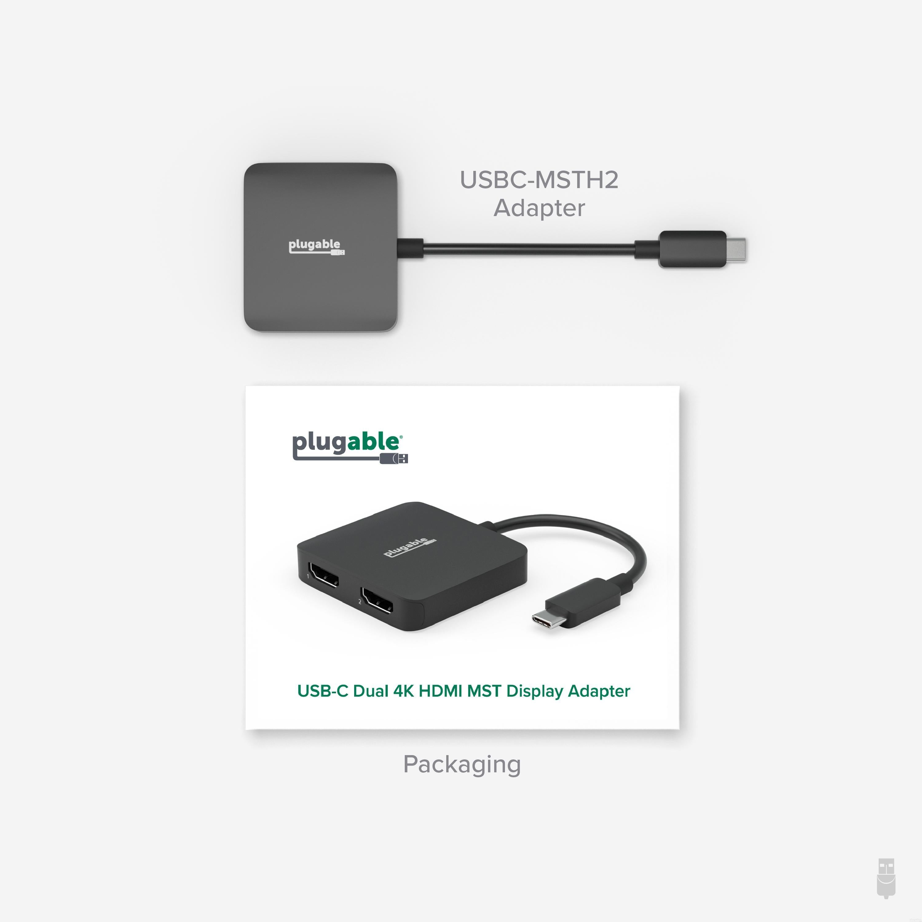 Plugable USB C to Dual 4K HDMI MST Display Adapter - Connect Two Monitors for Work & Gaming - Compatible with MacBook, Windows Laptops, and More