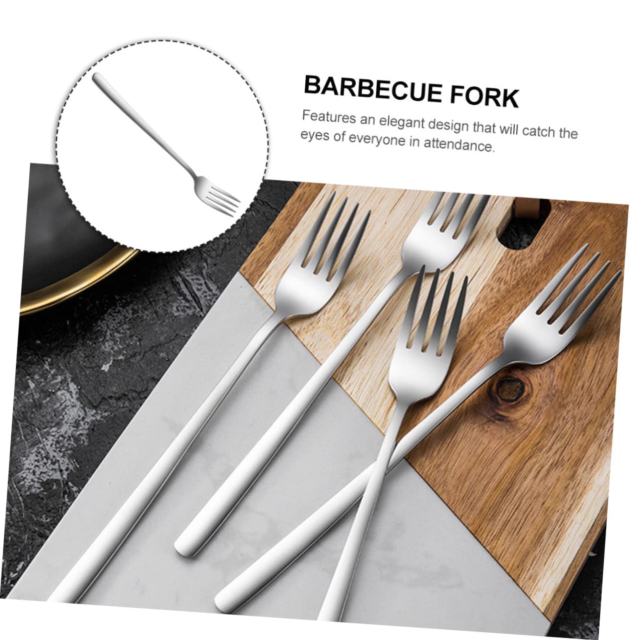 4Pcs Heavy Duty Stainless Steel BBQ Forks - Professional Grilling & Serving Utensils for Kitchen, Outdoor BBQ, Restaurants & Home Dining - Perfect for Steak, Meat, Vegetables & Party Serving