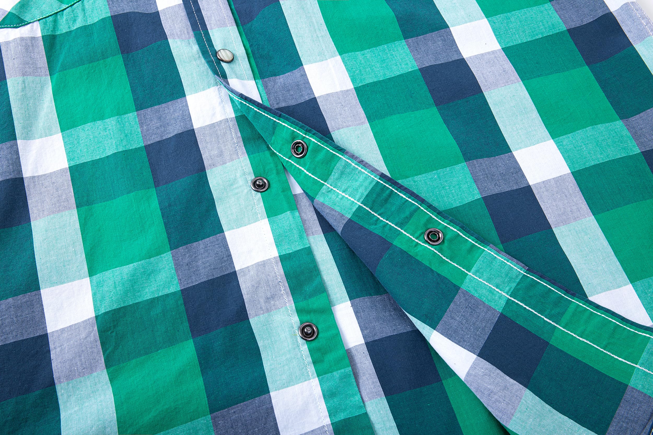 Men's Short Sleeve Western Shirts with Pearl Snap Buttons - Casual Button Up Plaid Shirt for Cowboy Style, Country Music Festivals & Outdoor Adventures (Regular Fit)