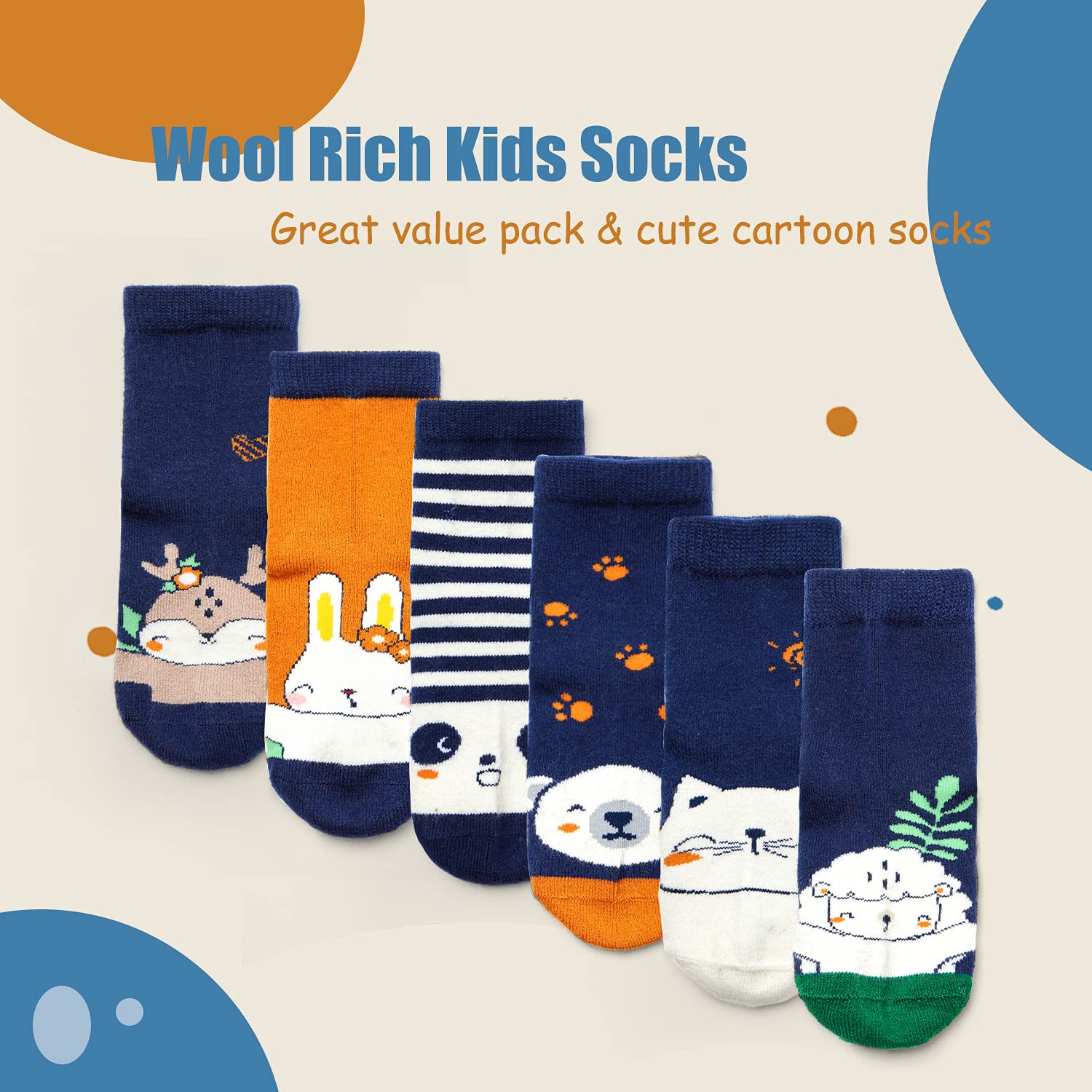 Warm Wool Thermal Crew Socks for Boys - 6 Pairs Winter Kids Socks for Cold Weather, Outdoor Activities & School