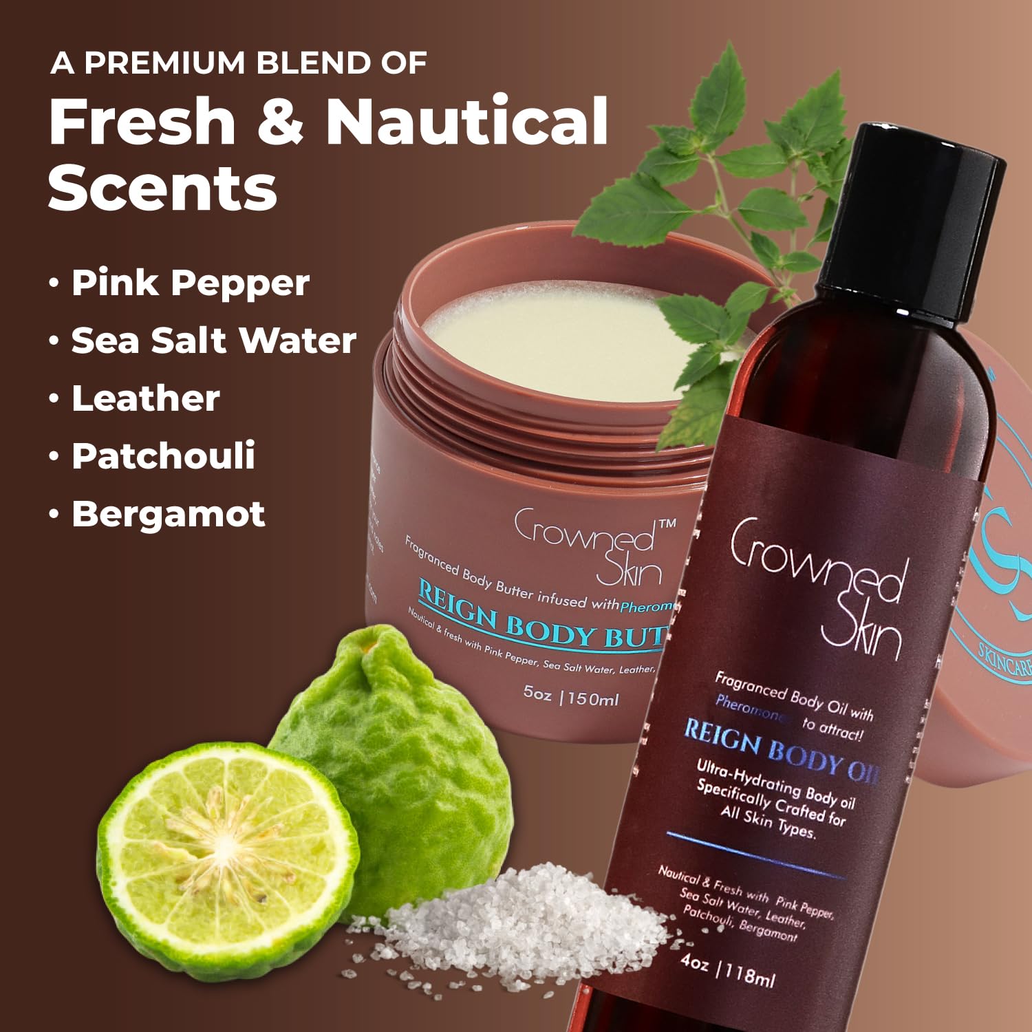 Reign Cologne Body Butter & Body Oil Set - Fresh Pink Pepper & Bergamot Scent | Organic Shea & Mango Butter Moisturizer | Long-Lasting Fragrance for Dry Skin | Perfect for Daily Hydration & Gift Sets