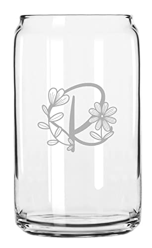 Personalized Daisy Monogram 16oz Glass - Perfect for Gifts & Parties