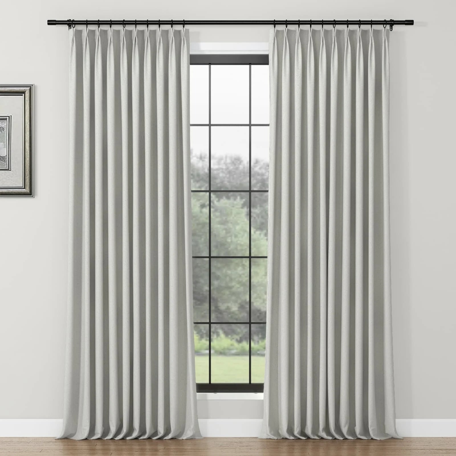 Lydia Rove Jacquard Pleated Curtains for Living Room & Bedroom - Elegant Window Treatments for Home Decor