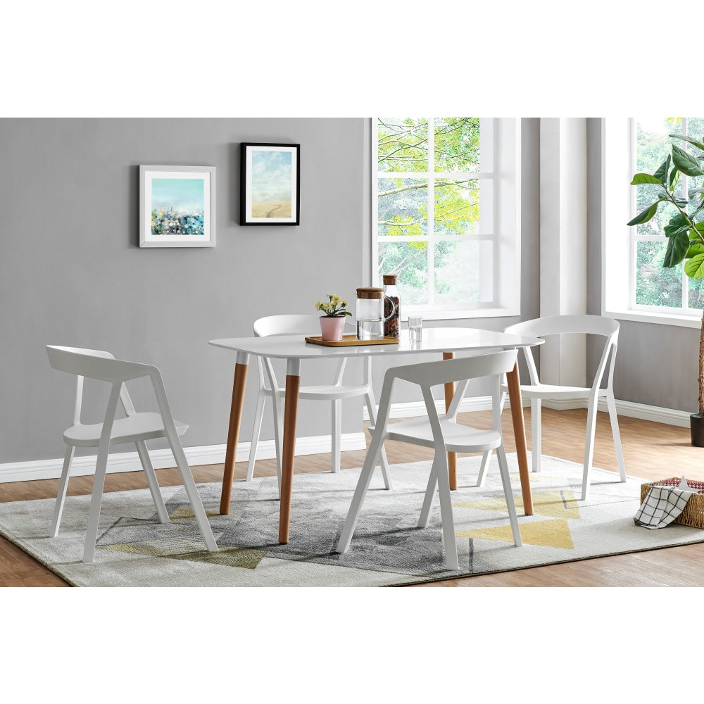Scandinavian White Top Rectangular Wooden Dining Table 130cm - Modern Kitchen & Dining Room Furniture for Small Spaces & Apartments