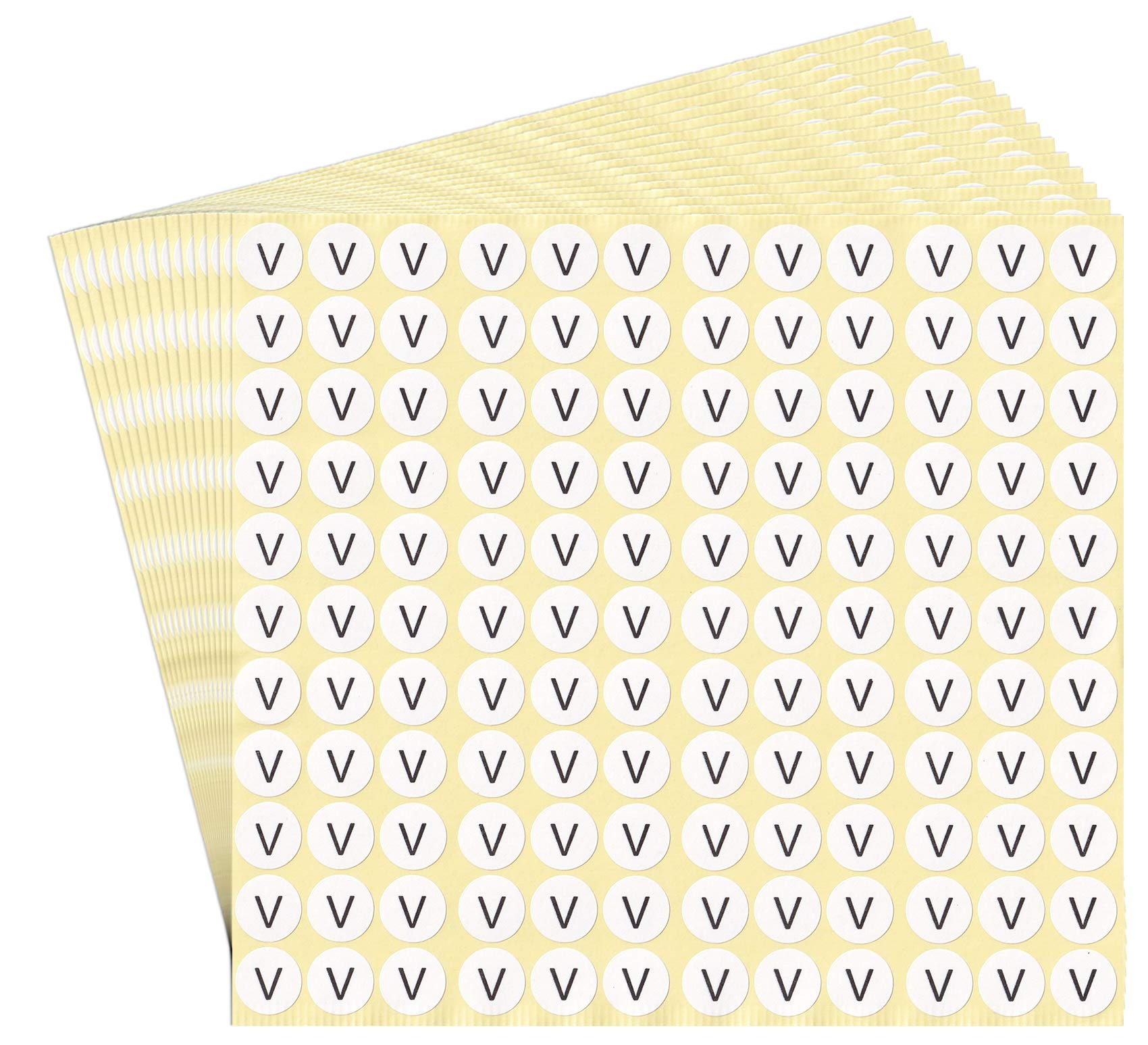 DealzEpic - Letter V Alphabet Stickers - Small Round Self-Adhesive Paper Labels (15 Sheets) - Perfect for Scrapbooking, DIY Crafts, and School Projects