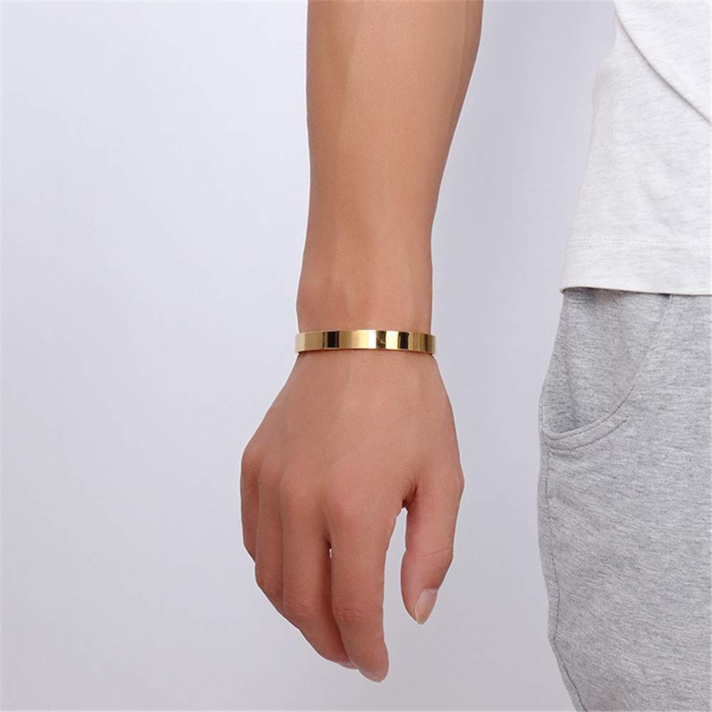 Stylish Men's Gold-Tone Stainless Steel Cuff Bracelet - 2.5