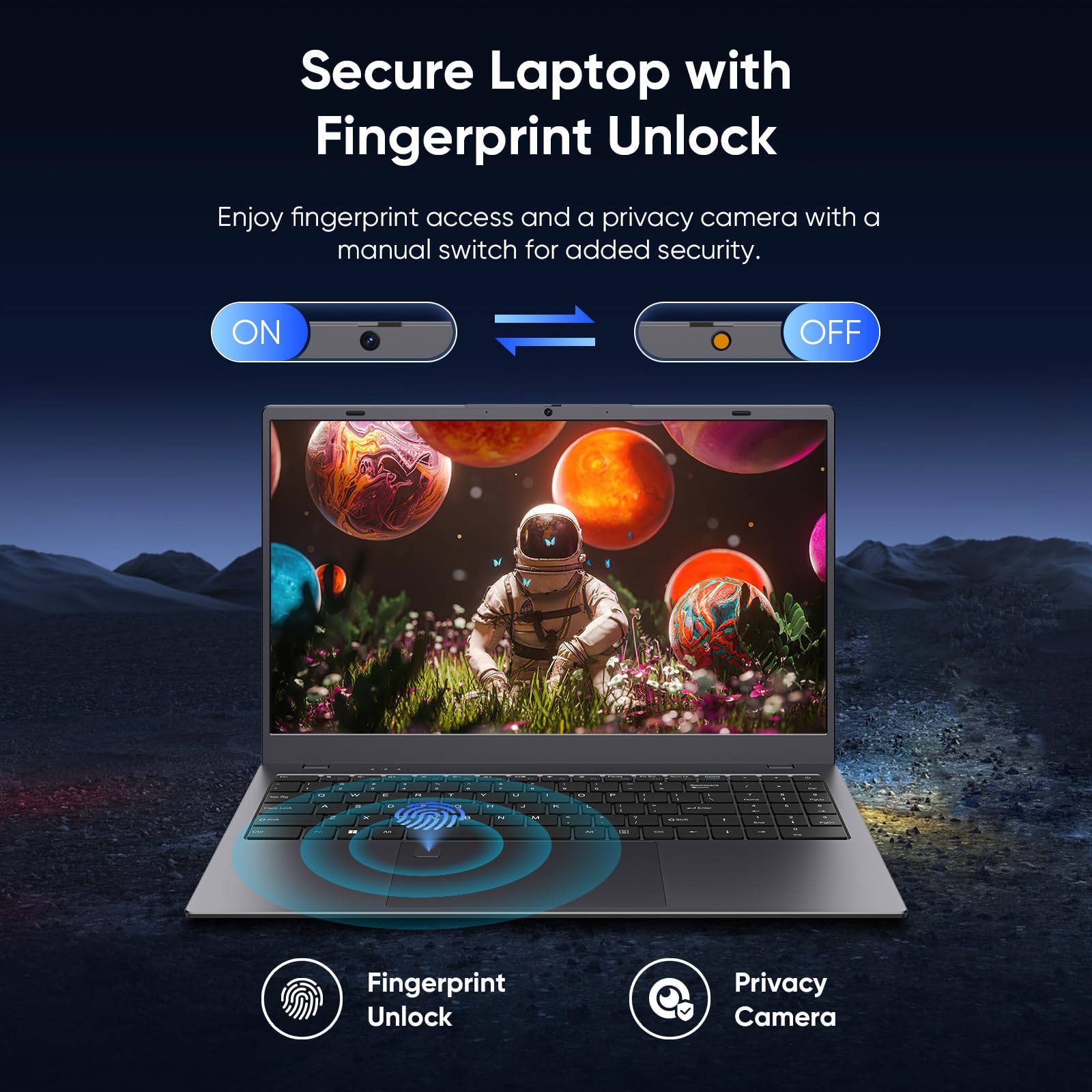 15.6 Inch Windows 11 Laptop - Full HD 1920x1080 IPS Display, 12GB DDR5 RAM, 512GB SSD, Intel N95 Processor (Faster Than N5095), Fingerprint Unlock, WiFi 5 & Bluetooth, Backlit Keyboard - Perfect for Work, Study & Entertainment
