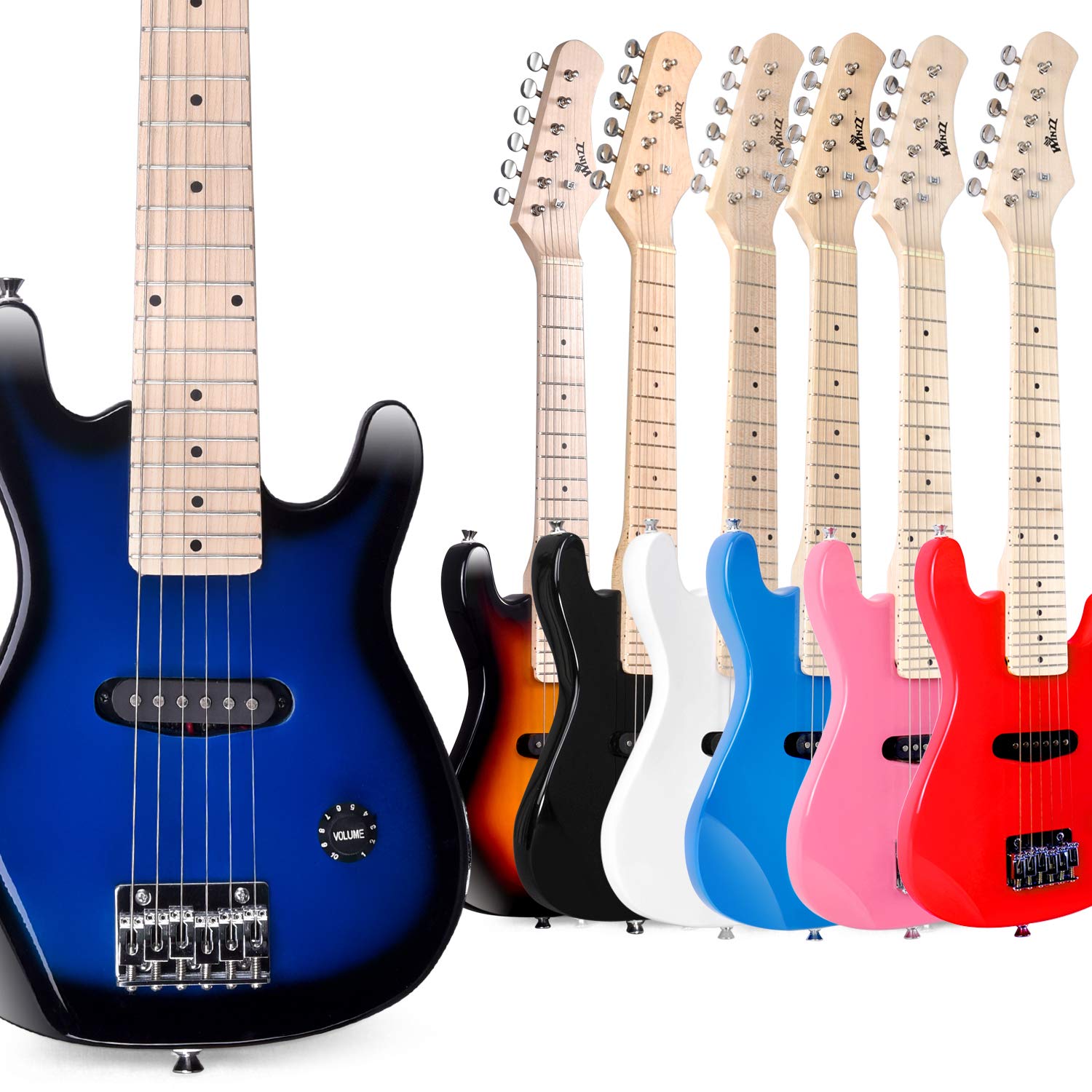 WINZZ EGM100 30-Inch Beginner Electric Guitar Kit for Kids - Right-Handed Blueburst Finish | Perfect for Music Lessons, Birthday Gifts & First-Time Players
