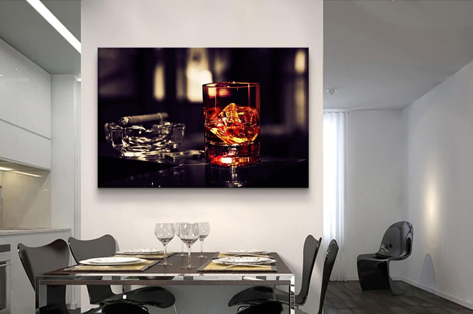 Bar Art Kitchen Frames - 12x18 Inch Whiskey Wall Decor & Food Poster for Dining Room, Pub, Bar - Perfect for Home Decor, Restaurant, Man Cave & Gift Ideas