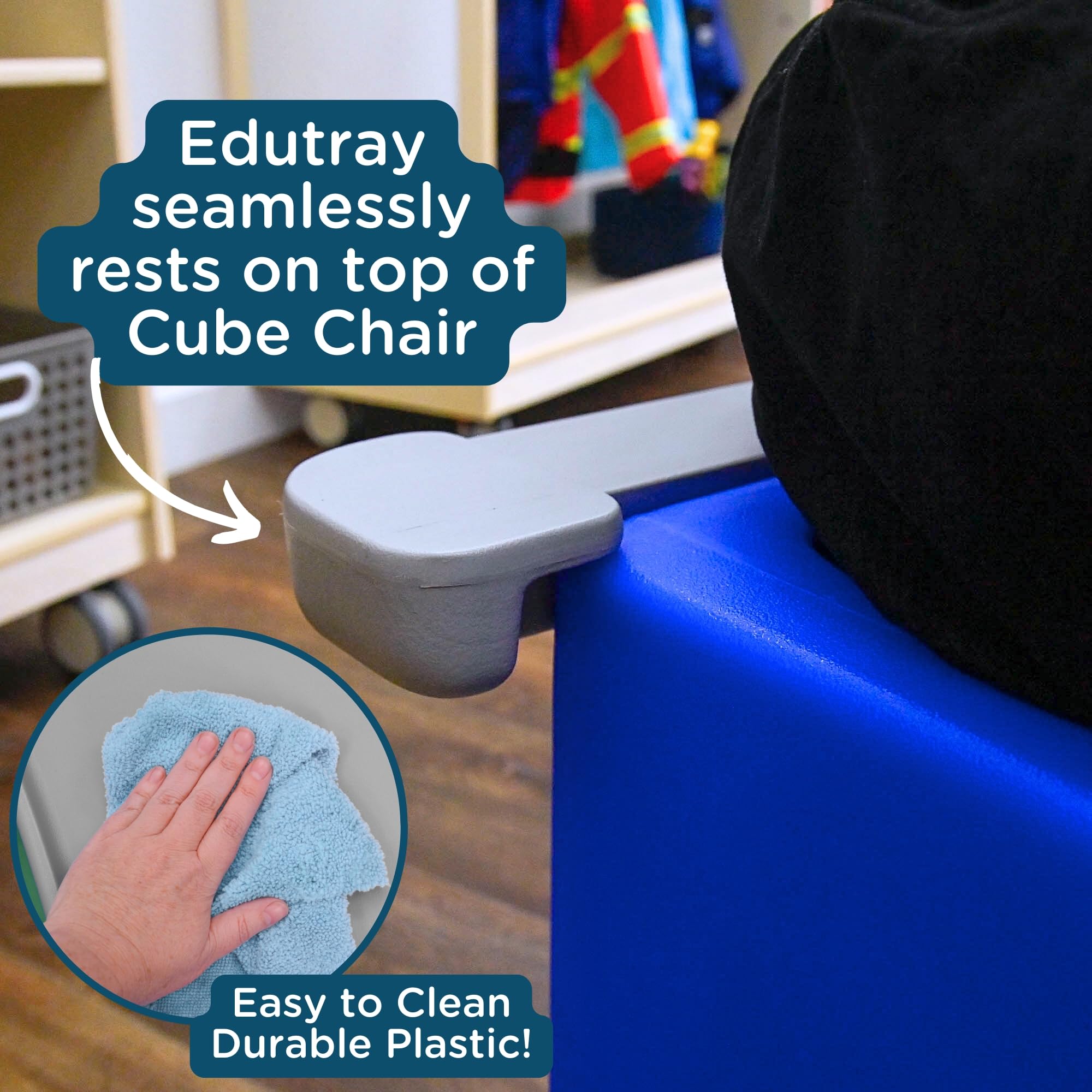 Children's Factory Edutray Kids Desk - Convertible Cube Chair to Desk, Space-Saving Toddler Study Table for Homeschool & Classroom - Gray | Perfect for Small Spaces & Early Learning Activities