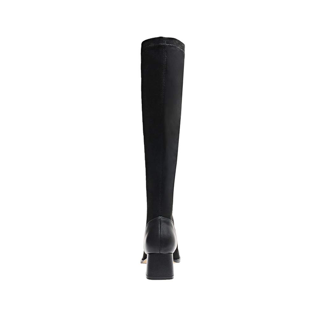 TinaCus Women's Stretch Knee High Boots with Front Zipper - Handmade Cap Toe, Comfortable Low Chunky Heel for Fall Fashion, Office Wear & Night Out