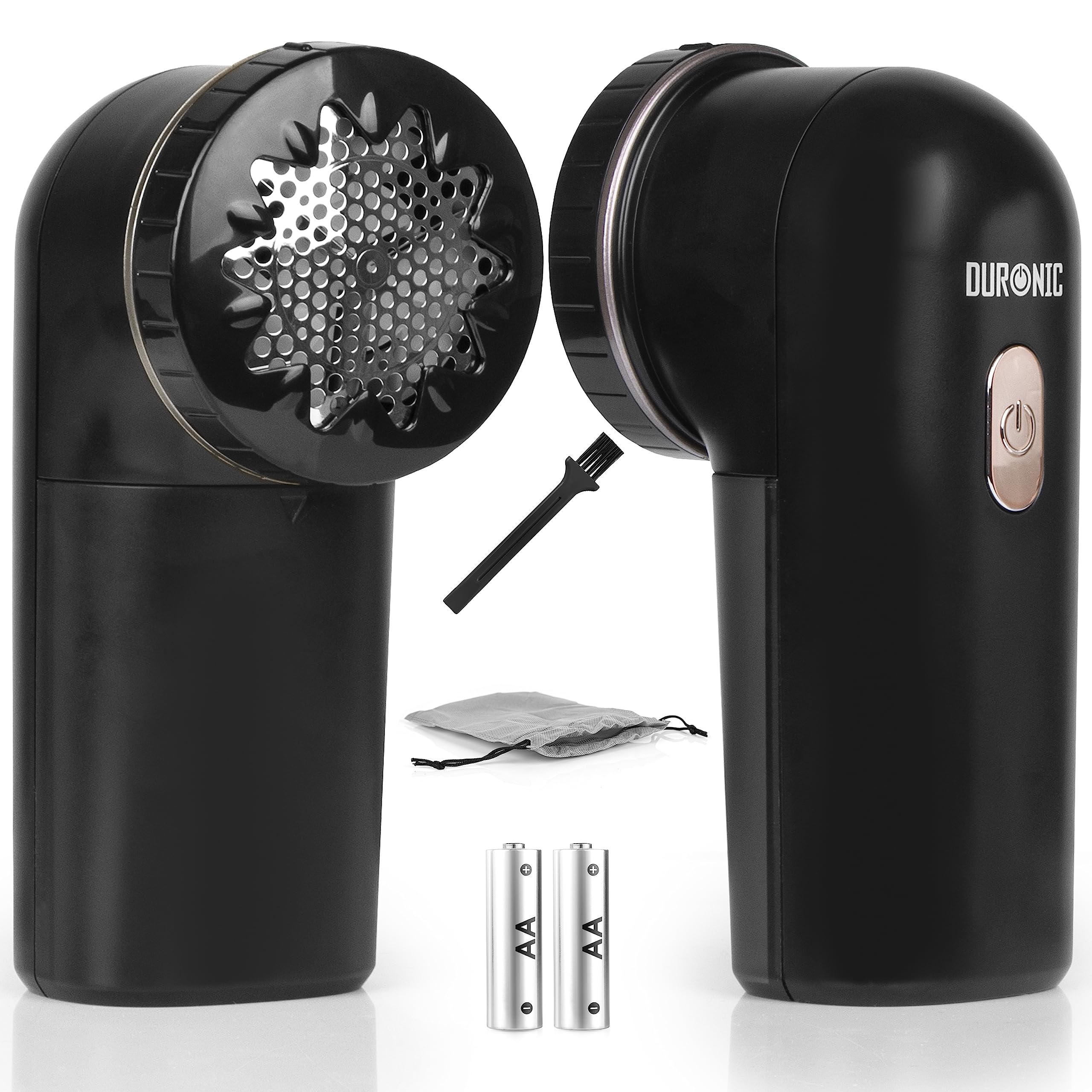 Duronic FS22 BK Fabric Shaver & Lint Remover - Electric Clothes Defuzzer, Depiller for Sweaters, Couch, Blankets | Remove Pilling & Fuzz | Black & Rose Gold | Perfect for Home, Laundry & Clothing Care